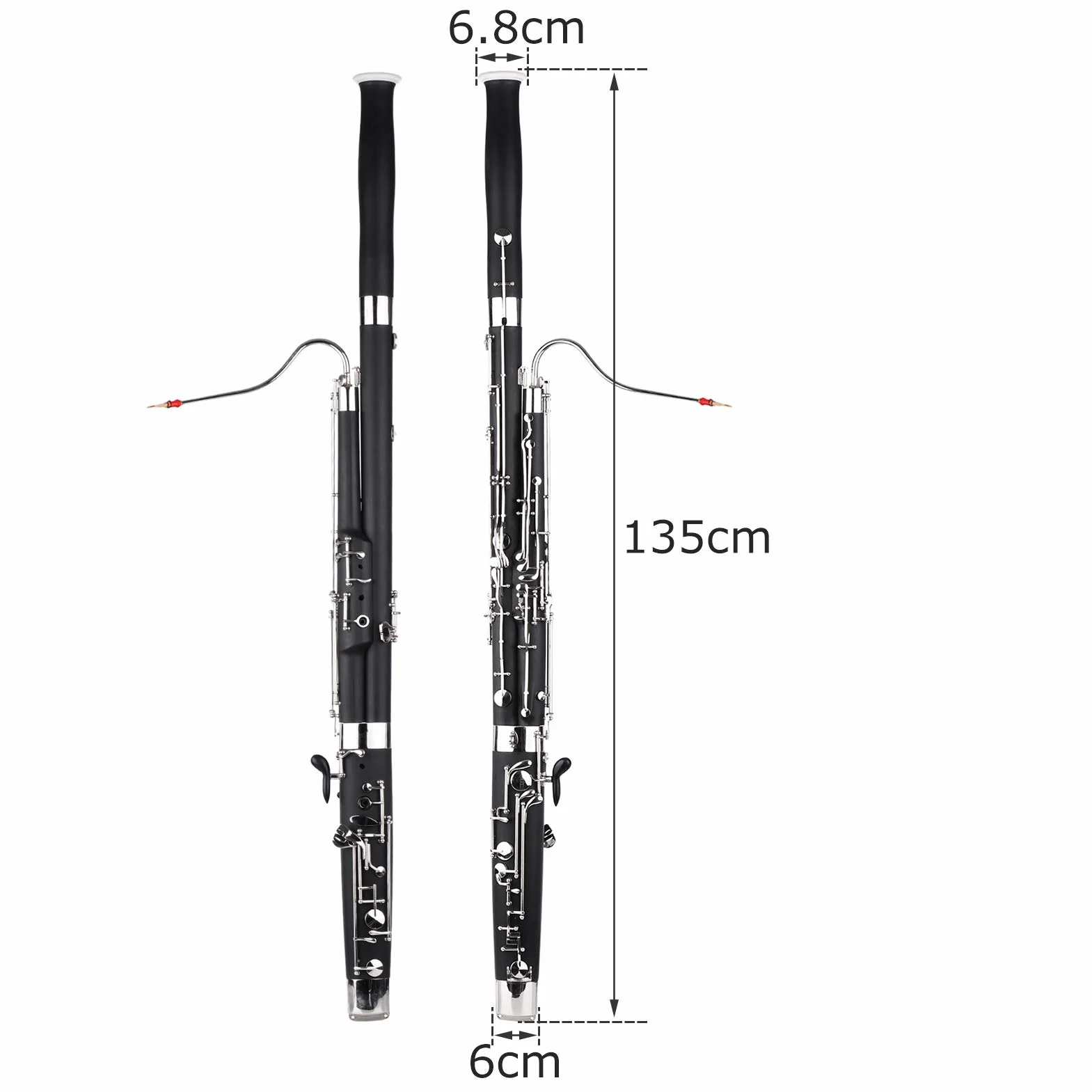 fagotto nero,KOCAN Professionale C Key Fagotto Strumento a fiato Corpo in legno sintetico Cupronickel Chiavi placcate in argento e nichelate con guanti Reed Panno per la pulizia Custodia per il traspo