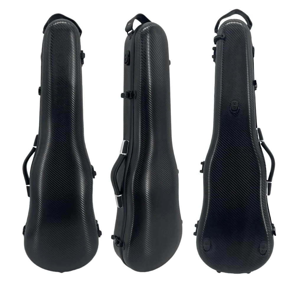 Custodia rigida per violino 4/4 con cinghie per zaino, ultra leggera, da viaggio, in fibra di carbonio, antigraffio, con igrometro, impermeabile Durabl (nero)