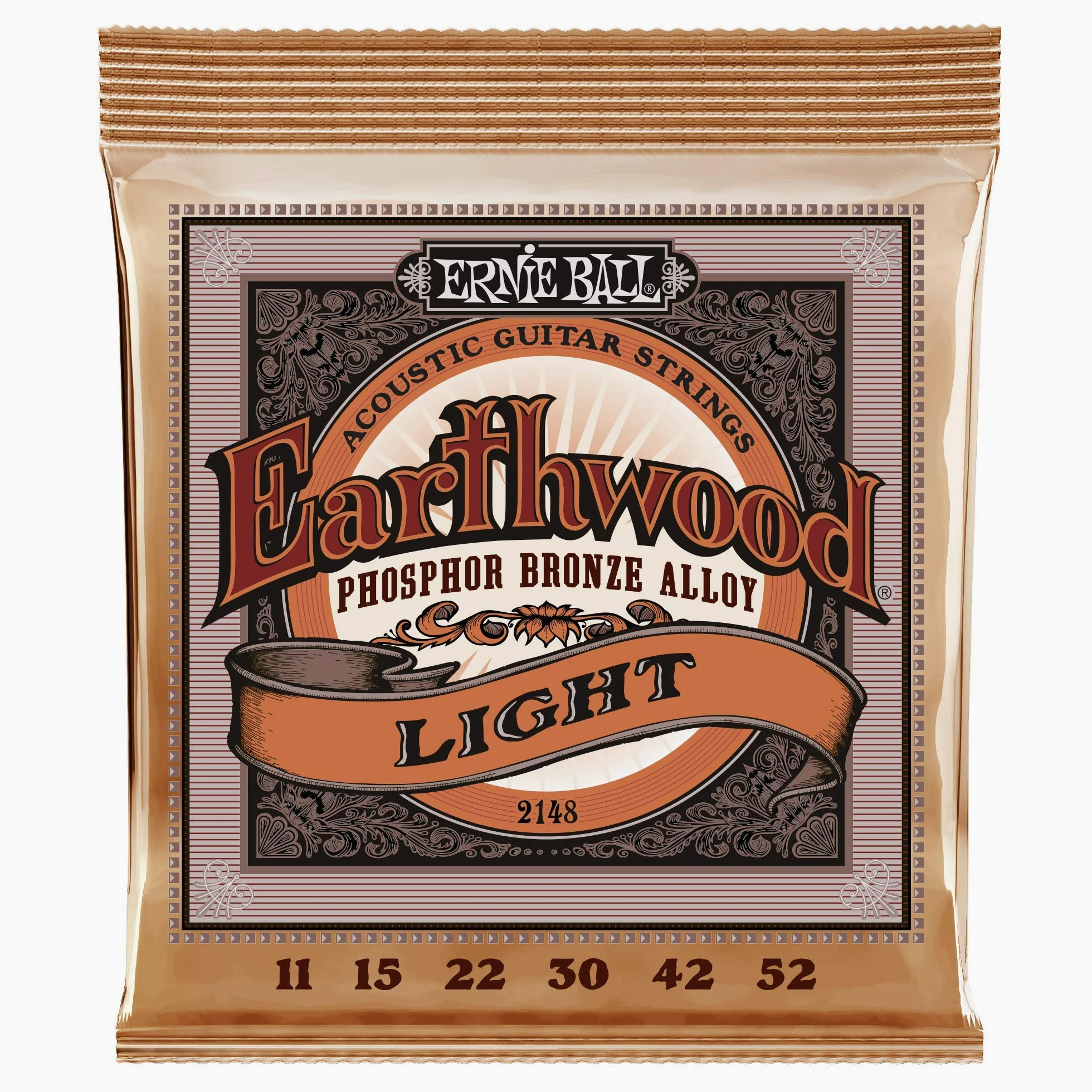 Ernie Ball 2148 - Confezione da 5 corde per chitarra acustica in bronzo fosforoso, 11-52