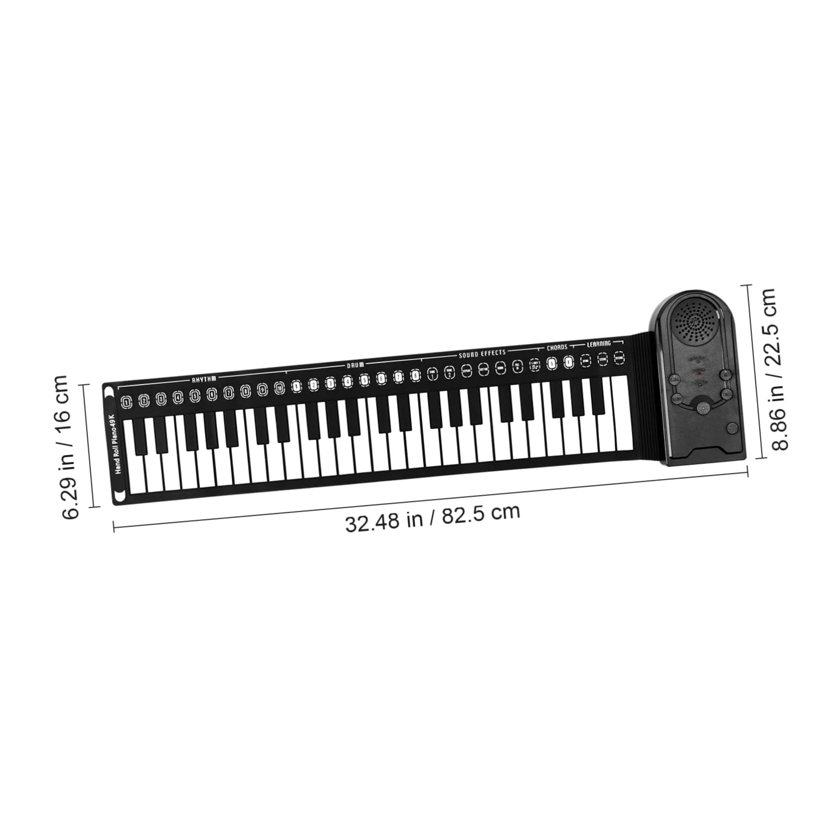 Pianoforte Nero Portatile Pieghevole Elettrico 49 Tasti | Tasti Arrotolabili, Silicone, Altoparlante Integrato, Cavo USB Dc 6v, Alimentazione 3 Batterie Aa