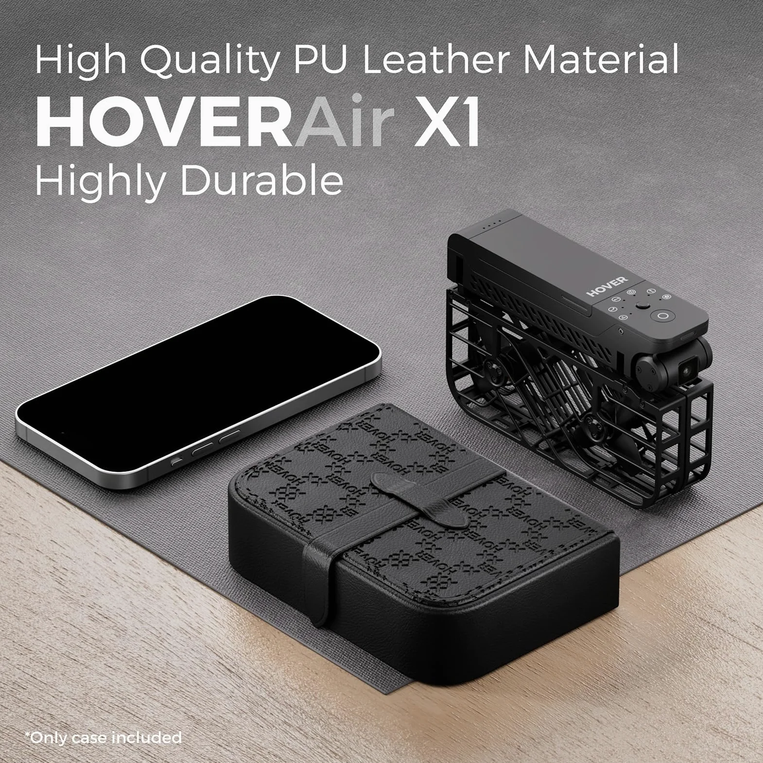 HOVERAir Custodia portatile nera da 105 g X1 Drone, 13,7 cm × 9,7 cm × 4 cm, PU, impermeabile, antipolvere, antishock