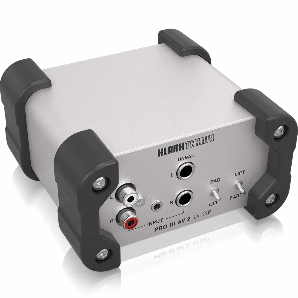 Klark Teknik PRO DI AV 2 DI 22P Stereo DI Box passivo con trasformatori Midas e gamma dinamica estesa