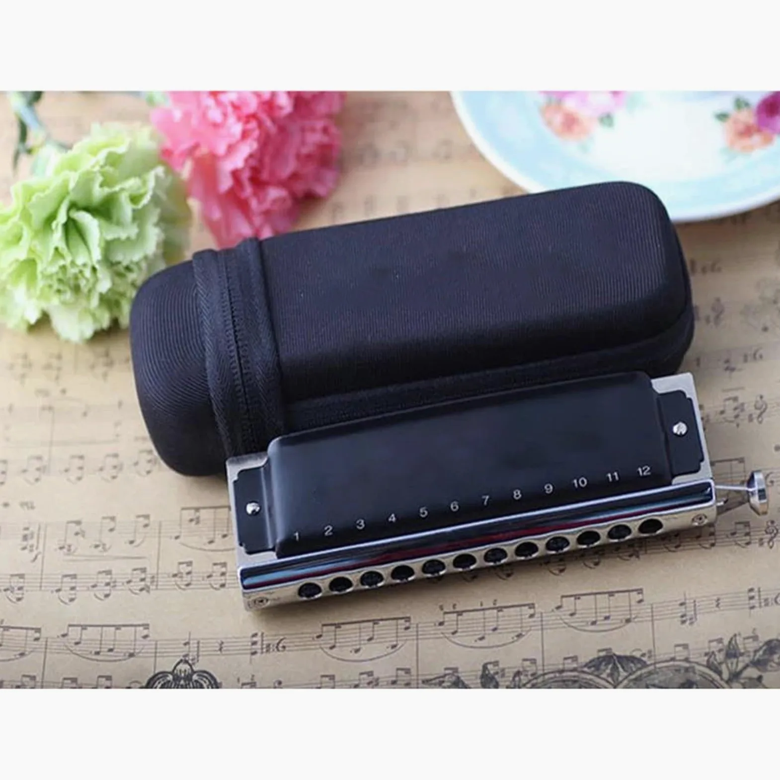 Per Adulti armonica Armonica Cromatica 12 Fori Chiave Foro C Arpa Per Armonica Con Custodia Fisarmonica Per Strumenti Musicali Professionali