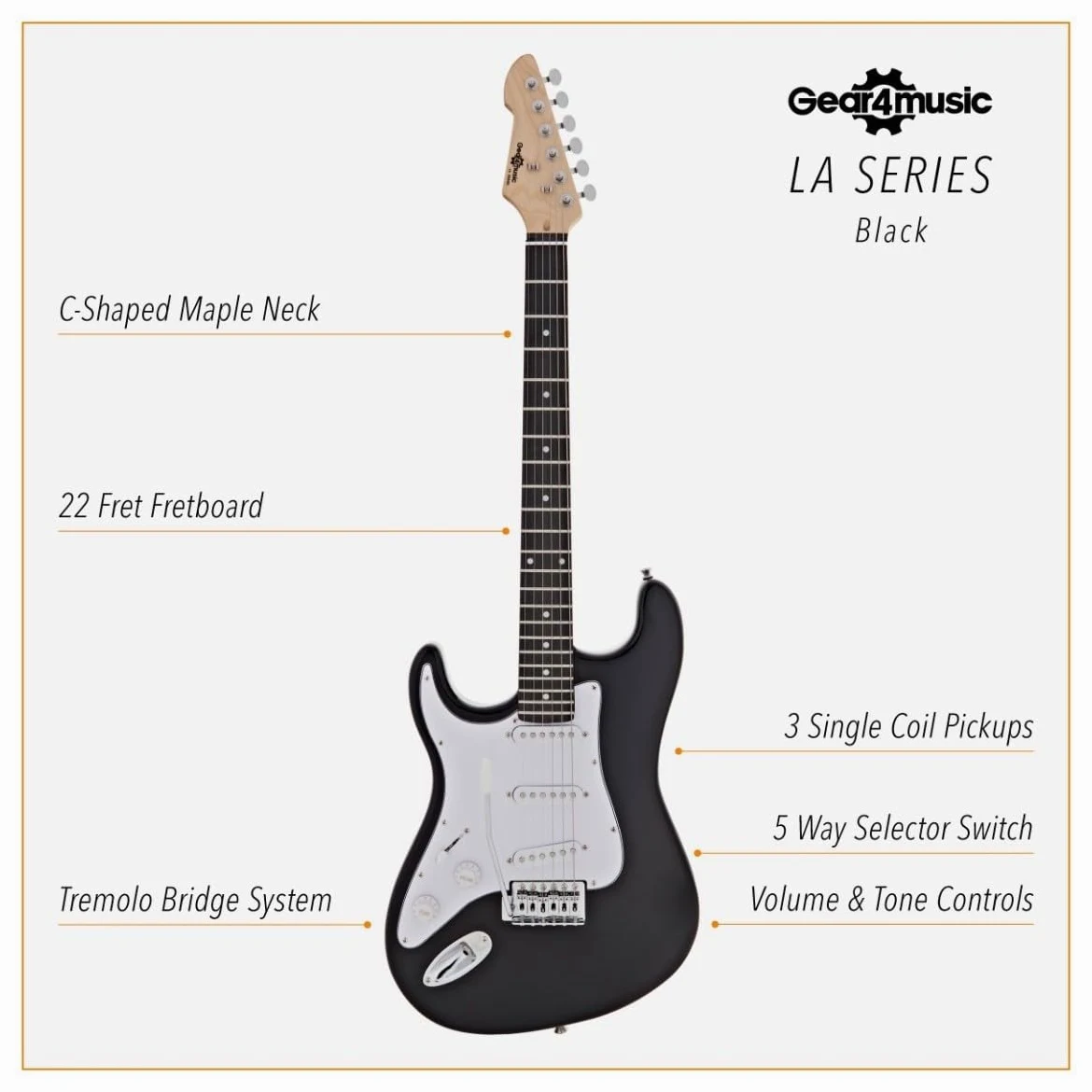 LA Chitarra Elettrica Mancini Nera, Ampli 15W e Accessori | Per mancini principianti, chitarra LA leggera e comoda, ampli EQ 3 bande con overdrive e uscita cuffie