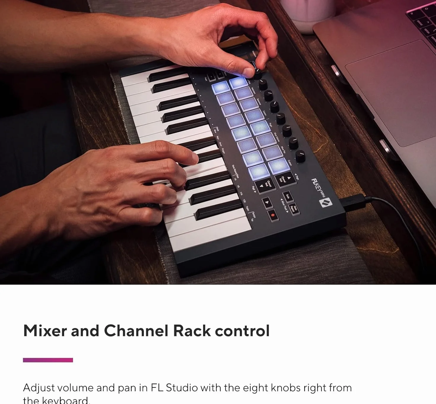 Novation FLkey Mini - Controller MIDI a tastiera portatile a 25 tasti, USB, con integrazione per FL Studio — per la produzione musicale