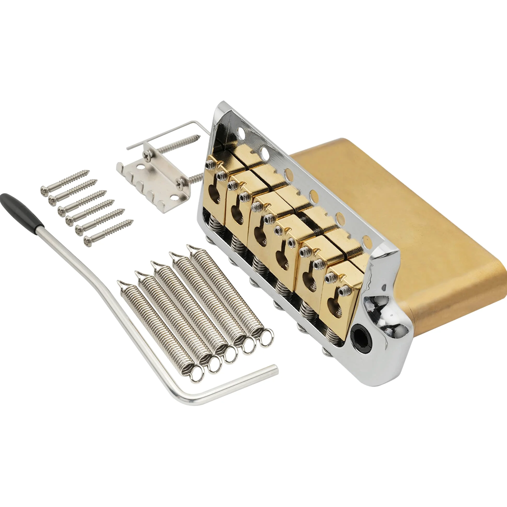 Musiclily Ultra 52,5 mm Solido Ottone Stile Ponte Tremolo 6 Viti Knife Edge per Chitarra Elettrica Tipo Strat, Hybrid