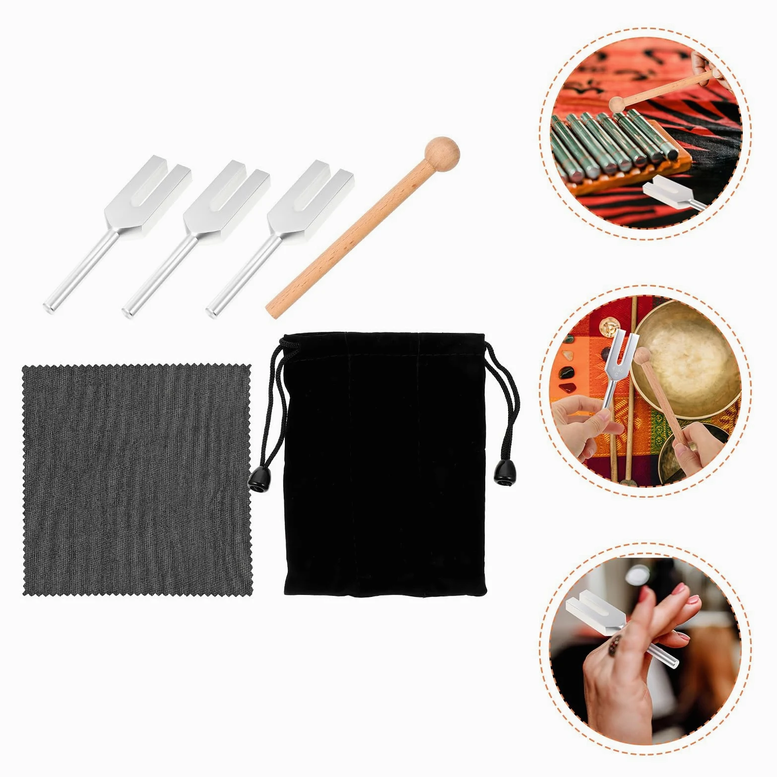 GALPADA Set di Diapason in Lega di Alluminio con Martello per Chitarra e Terapia Chakra, Include Borsa Portaoggetti, Strumento per Esperimenti di Fisica, Accordatura Precisa