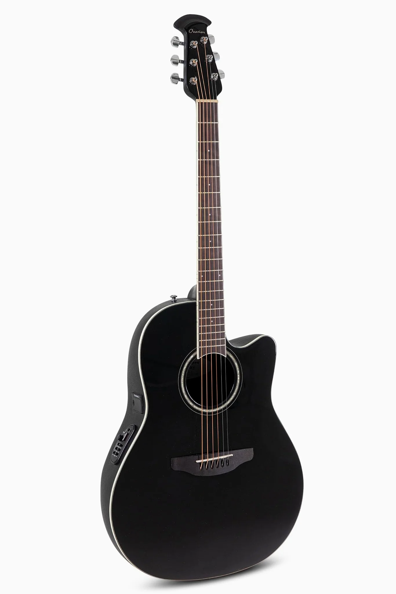 Ovation CS24-5-G - Chitarra acustica elettrica Celebrity Traditional CS24 Mid Cutaway – Coperta in abete massello – Mid-depth Lyrachord Body – Black – CS24-5-G
