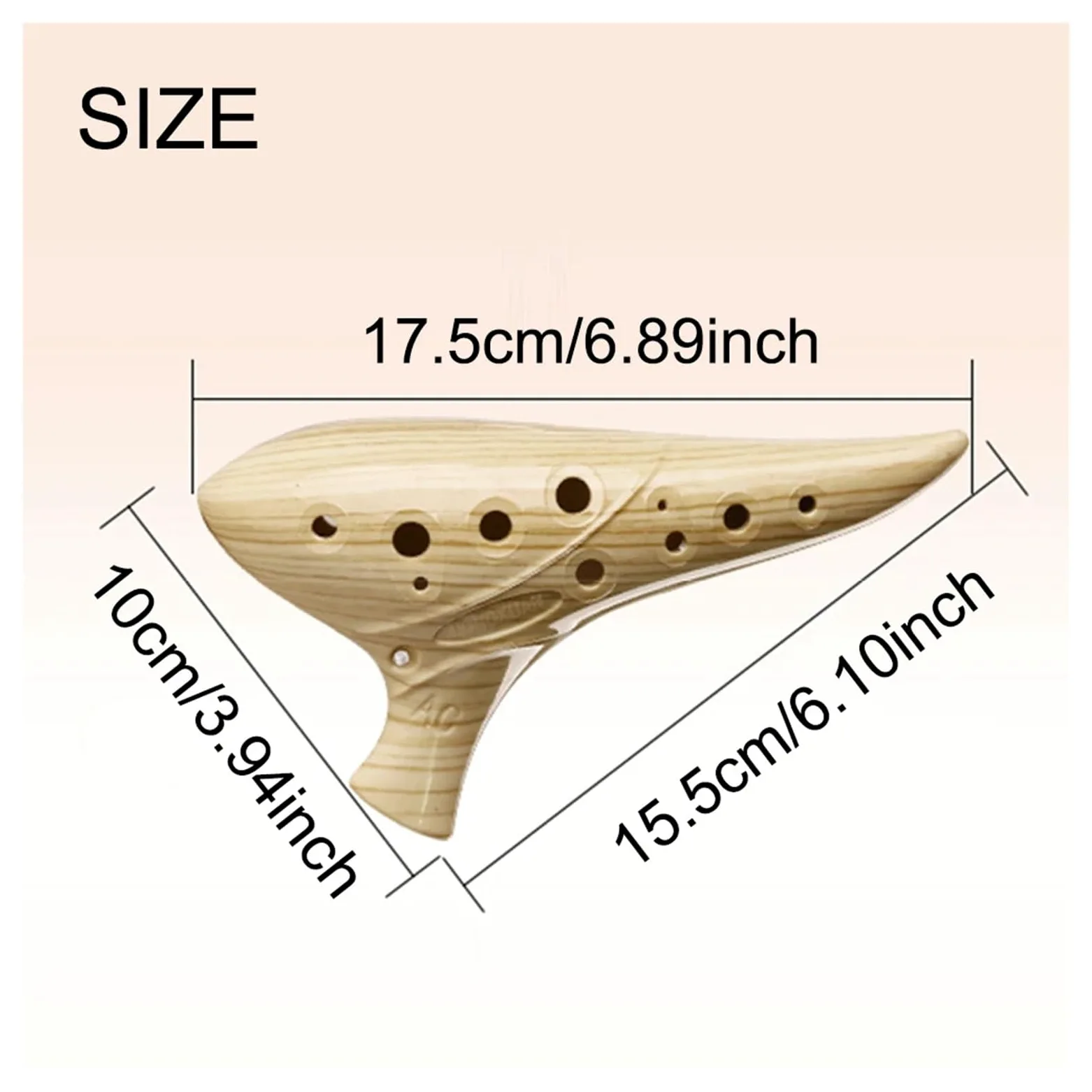 Ocarina Ceramica Alto C Flauto in ceramica con 12 fori, tono AC Tono medio C Grana del legno Cracking Ghiaccio Affumicato Blu Bianco Strumento for principianti per Principianti Adulti