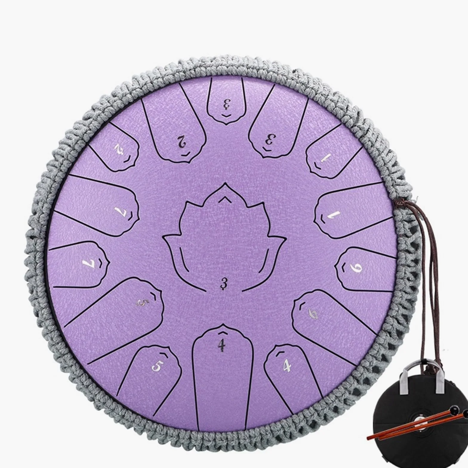 Tamburo Handpan Tamburo in Acciaio con Lingua 14 Pollici 15 Note C Tamburo etereo 13 Pollici 15 Note Strumento Musicale a percussione Handpan (Viola 13 Pollici)