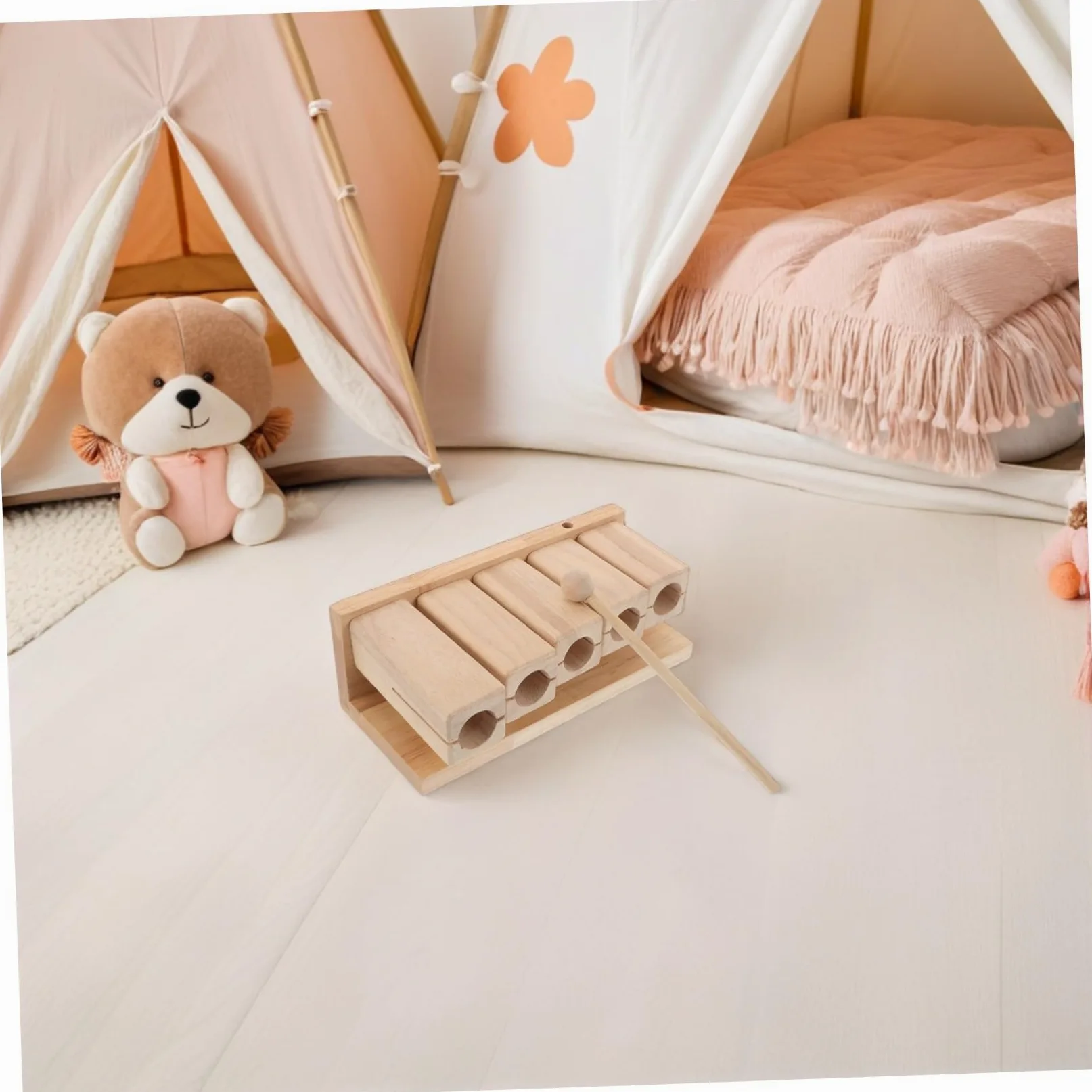 Strumento Orff Blocco Ritmico Musicale in Legno con Design Pentatonico a 5 Toni, Impugnatura Ergonomica e Martelletto per Ragazzo Ragazza in Corsi di Musica