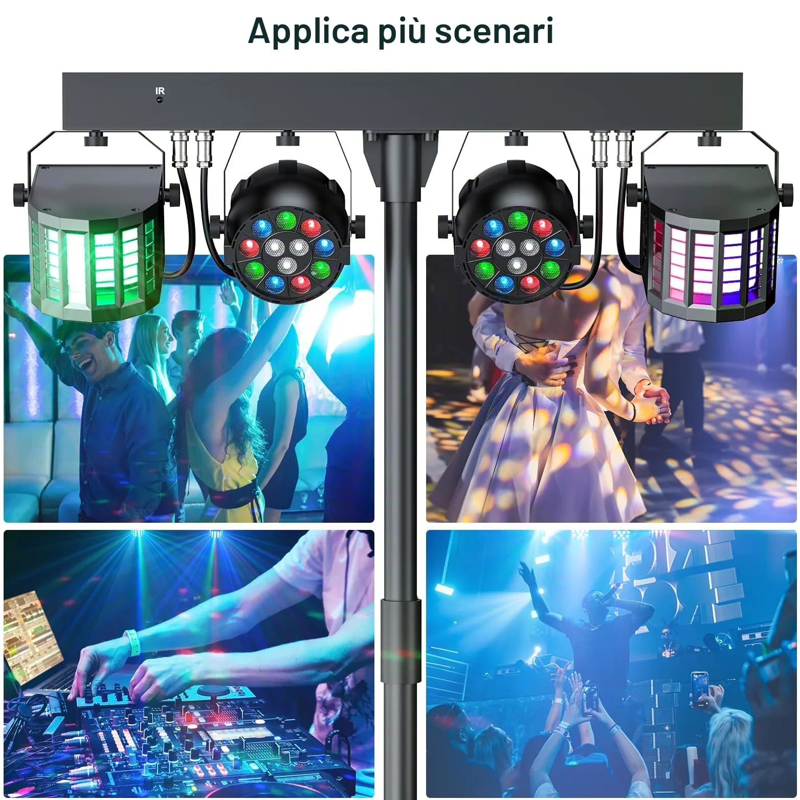 Derby + RGBW LED Par Faro da 60 W con treppiedi e telecomando, luce disco dmx-3/6/15CH per DJ, KTV, chiese, concerti, matrimoni, Natale