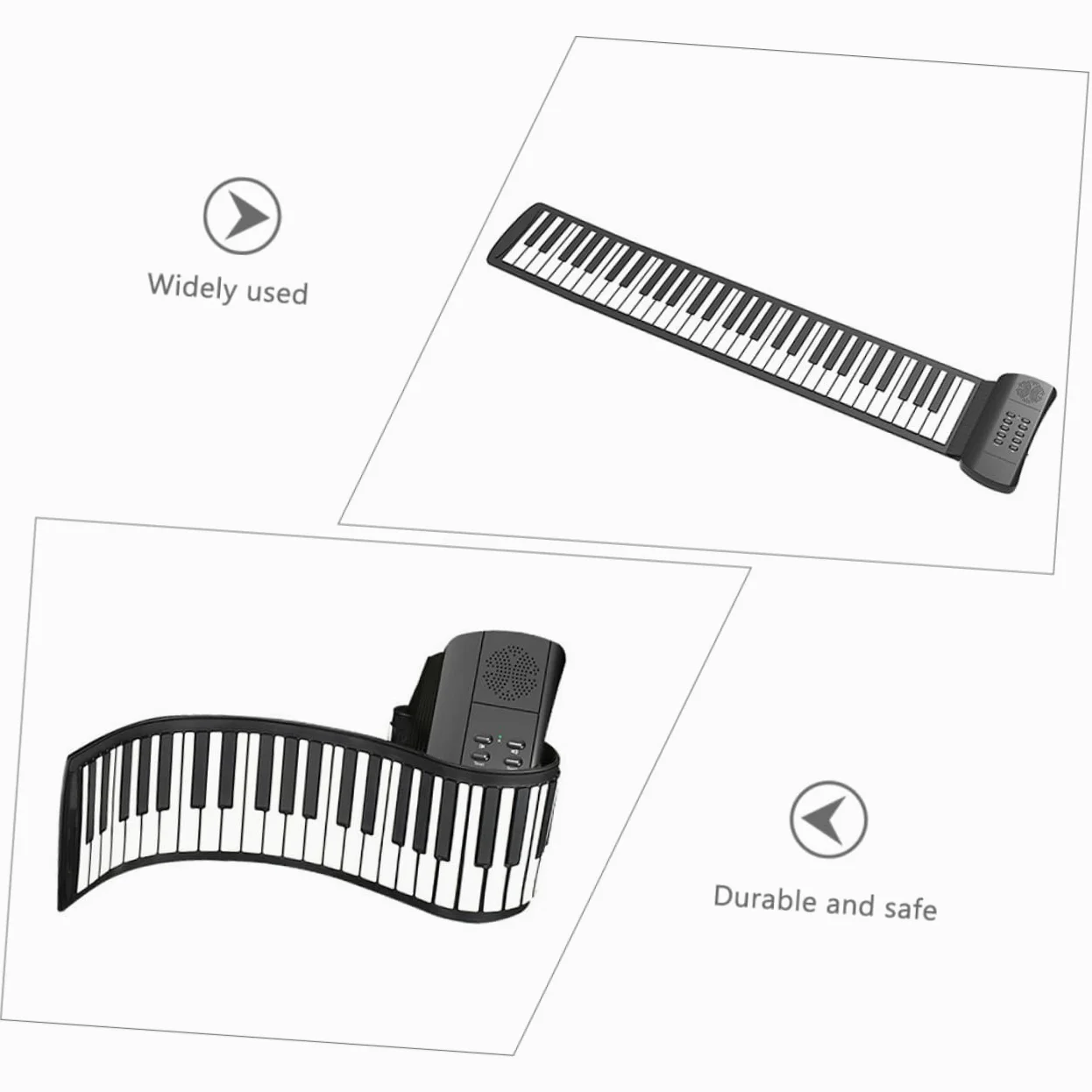 Pianoforte Elettronico Arrotolabile Pieghevole 61 Tasti in Silicone | Nero e Bianco, Portatile e Facile da Riporre, Sensazione Comoda al Tatto
