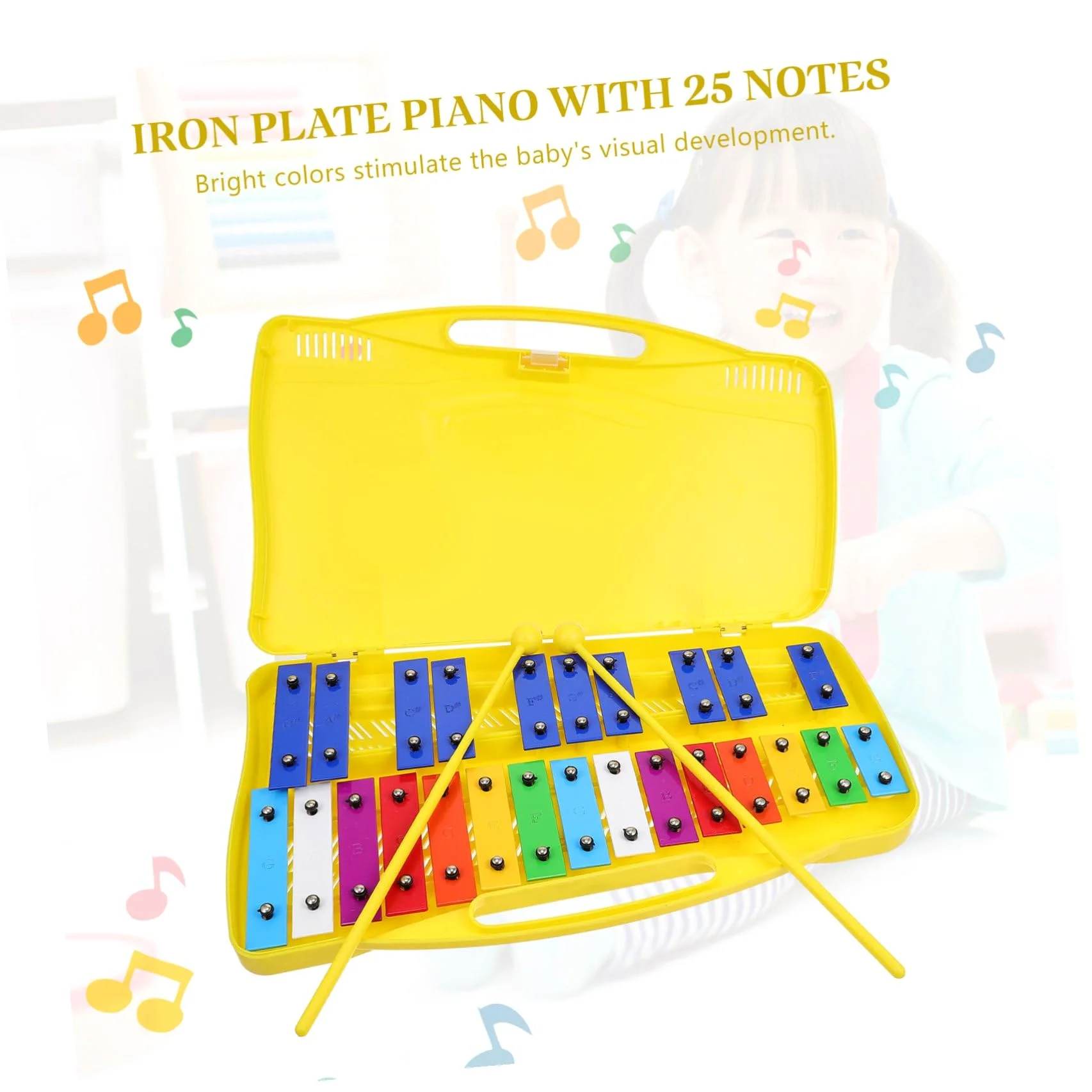 Metallofono Cromatico 25 Note in Plastica e Ferro, Set Blu | Strumento Orff per Ragazzo Ragazza e Ragazzo Ragazza, Sviluppa Interesse Musicale e Senso del Ritmo