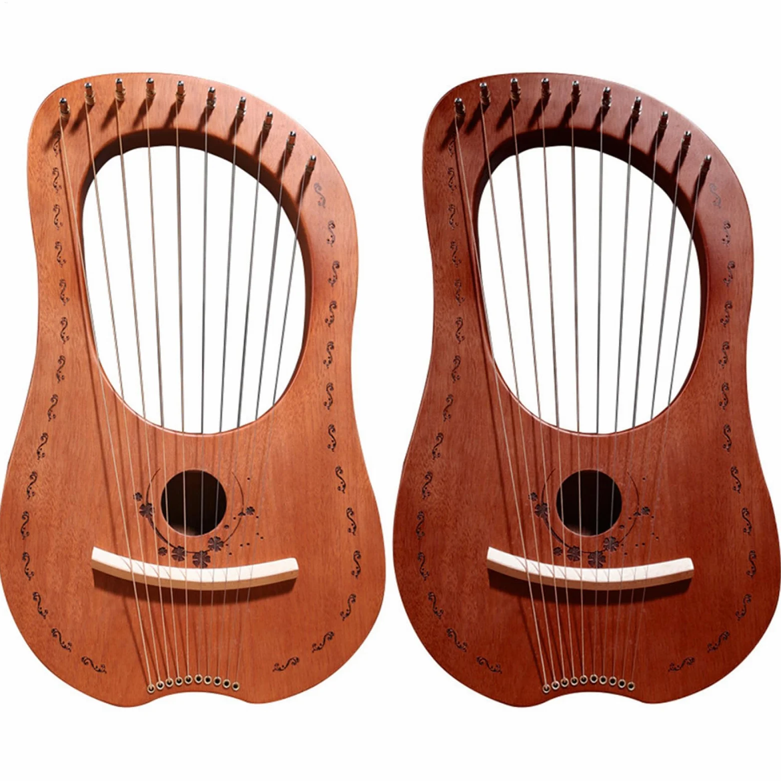Lyre Harp - Strumento di lira in mogano a 10 corde, arpa celtica portatile | arpa musicale con corde in acciaio | Musica folklorica lira pratica strumenti viaggi esibizioni regalo musicisti Prin