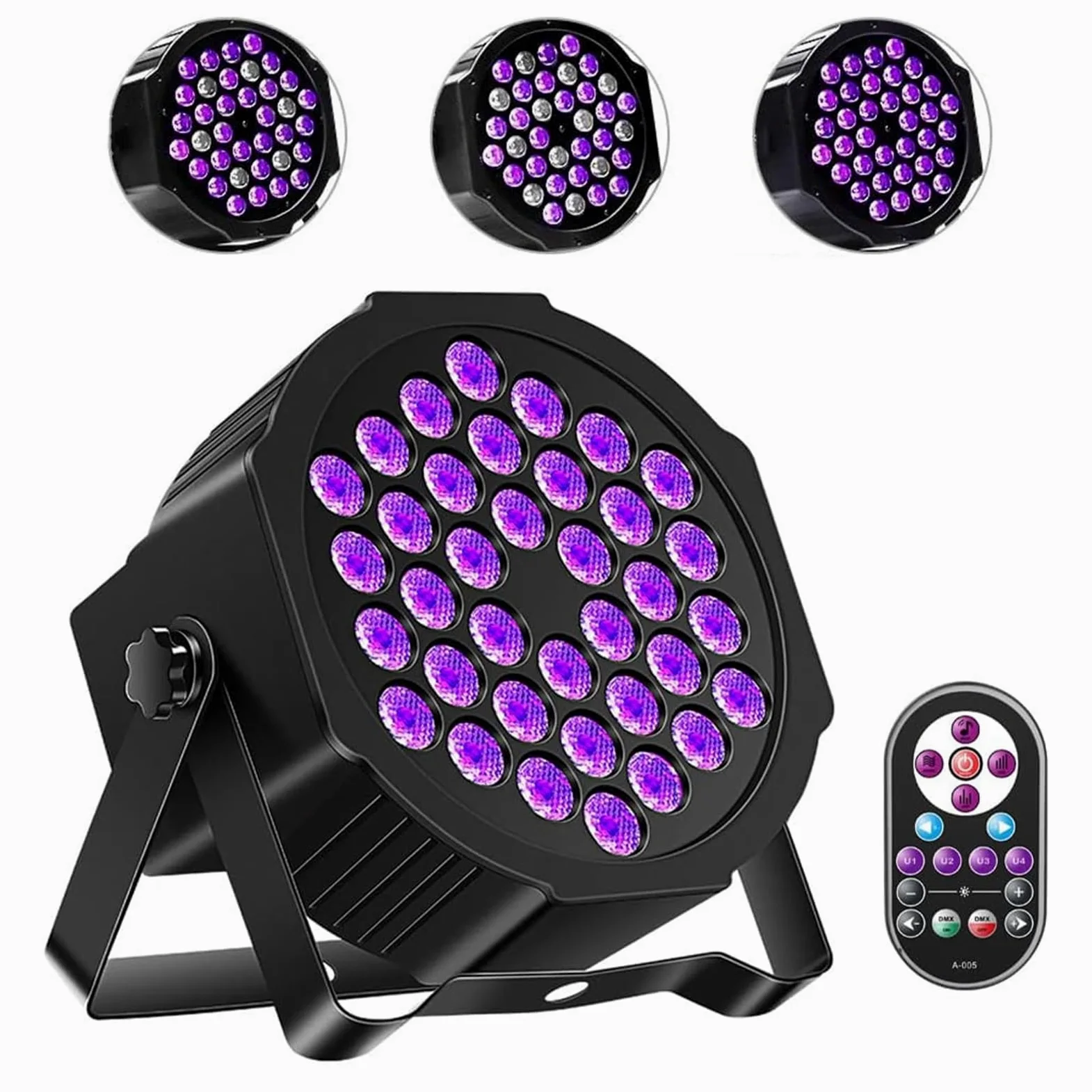 Luce Nera UV, 36 LED UV Par Luci del Palcoscenico DMX con Telecomando Faro UV Par LED per Feste,Bar, Palcoscenici, Natale, Halloween, Matrimoni (1 Pezzo)
