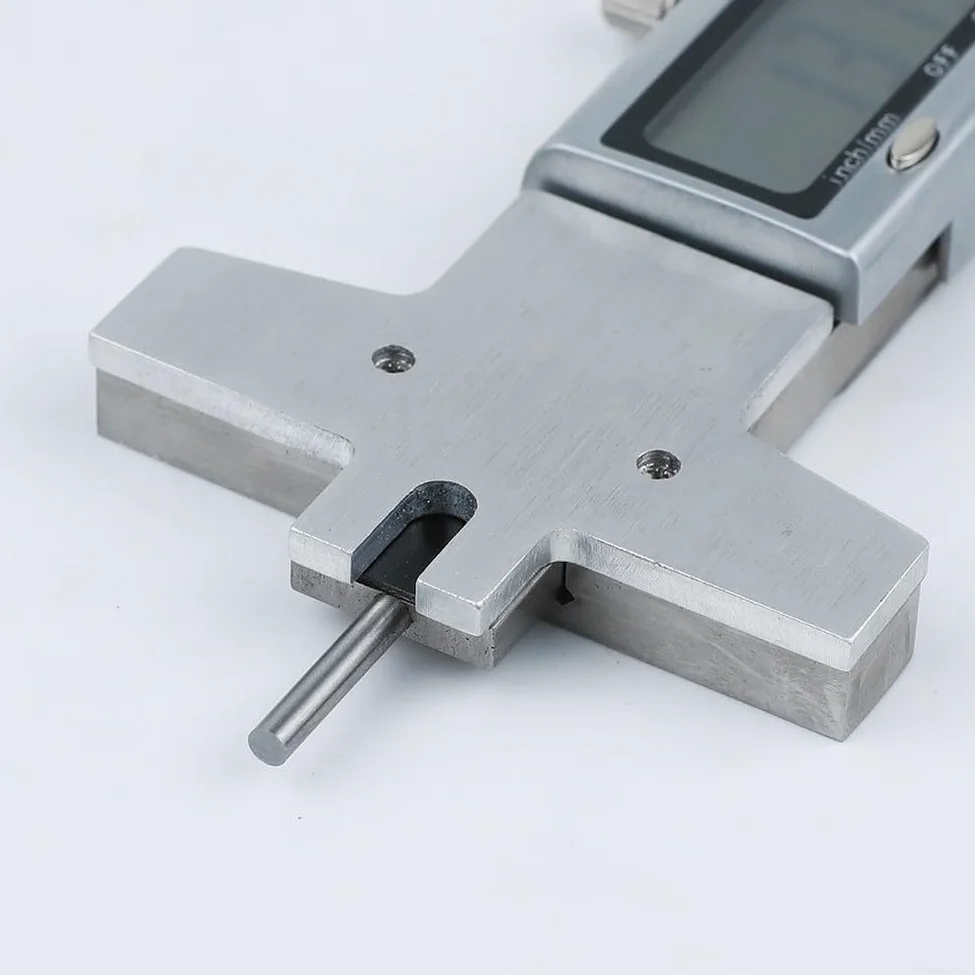 Misuratore portatile per chitarra, indicatore digitale dell'altezza delle corde, per ukulele, mandolino, struttura interamente in metallo con scale in pollici e mm, lunghezza 14,8 cm