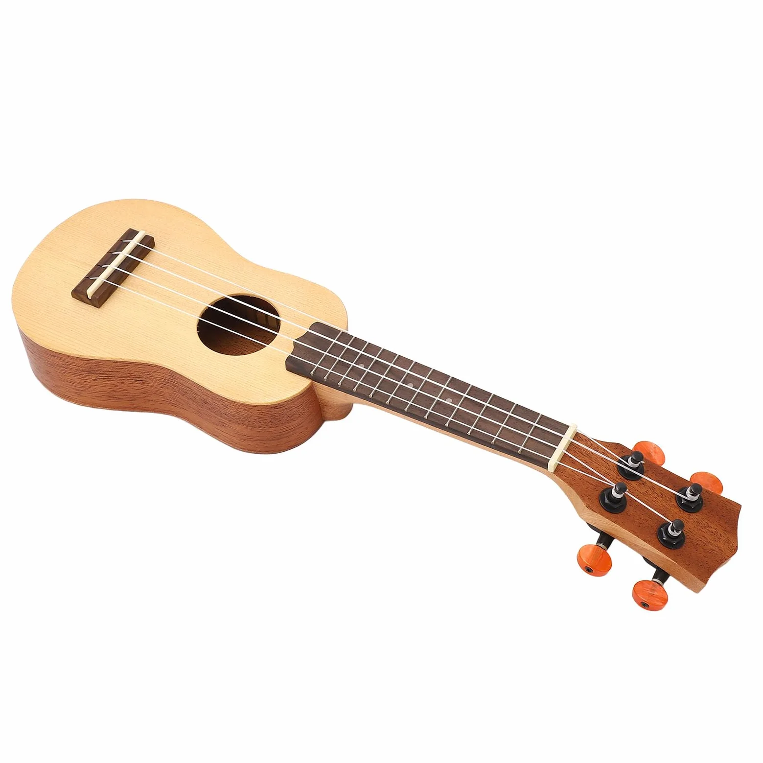 POENVFPO Ukulele da 16 Pollici in Legno Massello di Abete Rosso con 4 Corde e un Suono Piacevole, per Principianti, Professionisti e Viaggiatori
