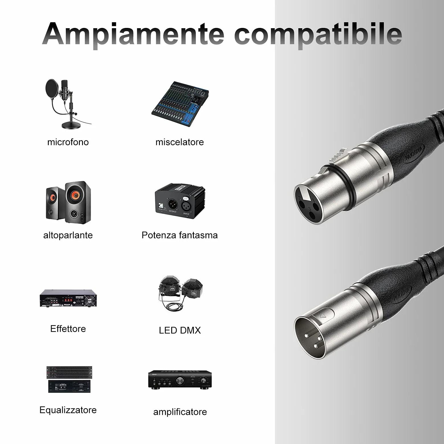 Cavo XLR Bilanciato 1M - 10 Colori, Professionale Microfono XLR Maschio a Femmina a 3 Pin per Registratore da Studio, Microfono, Sistema di Altoparlanti