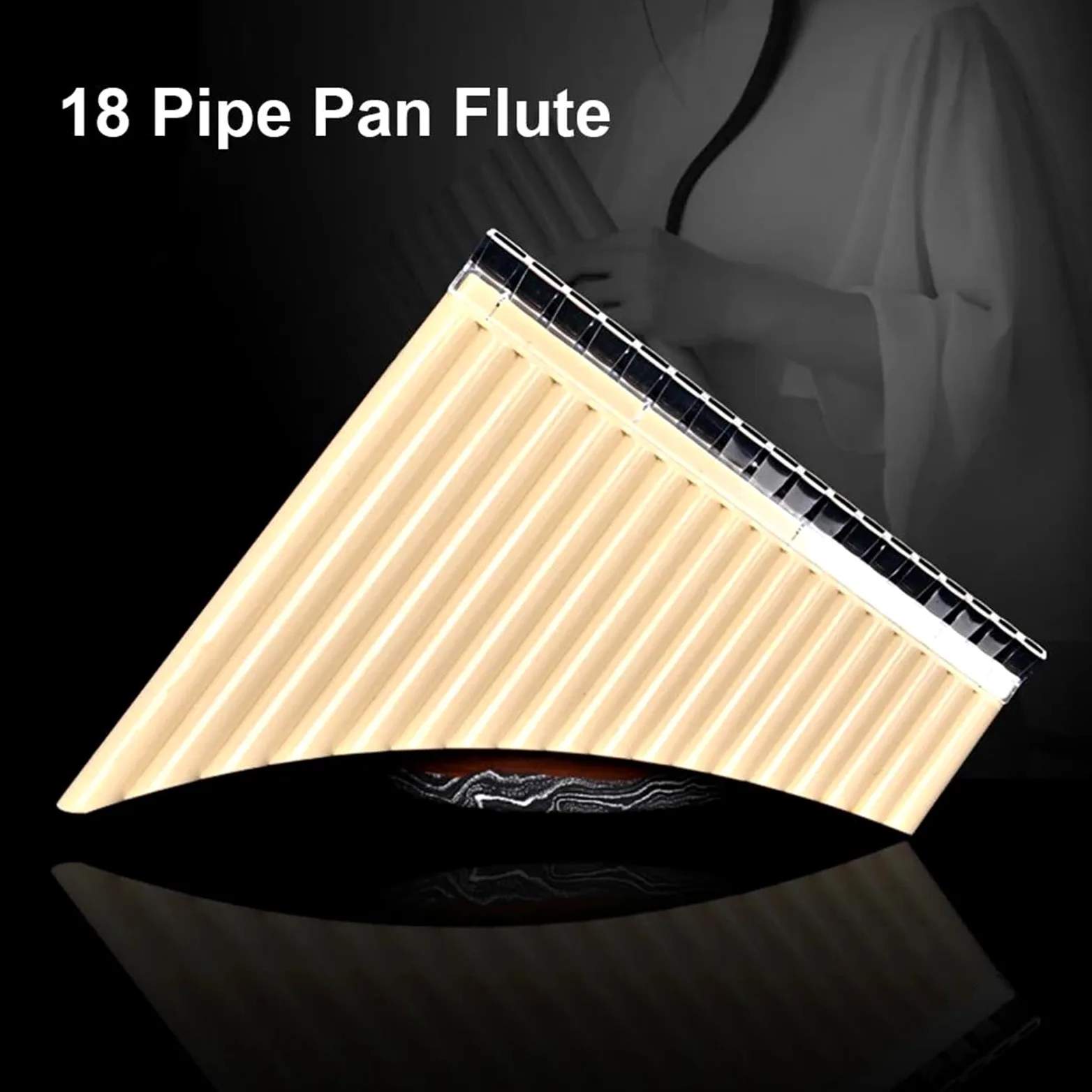 Flauto Di Pan Professionale 18 Pipe Pan Strumento Musicale Cinese Flauto Panpipes C Key Pan Pipes Per Principianti(Black)