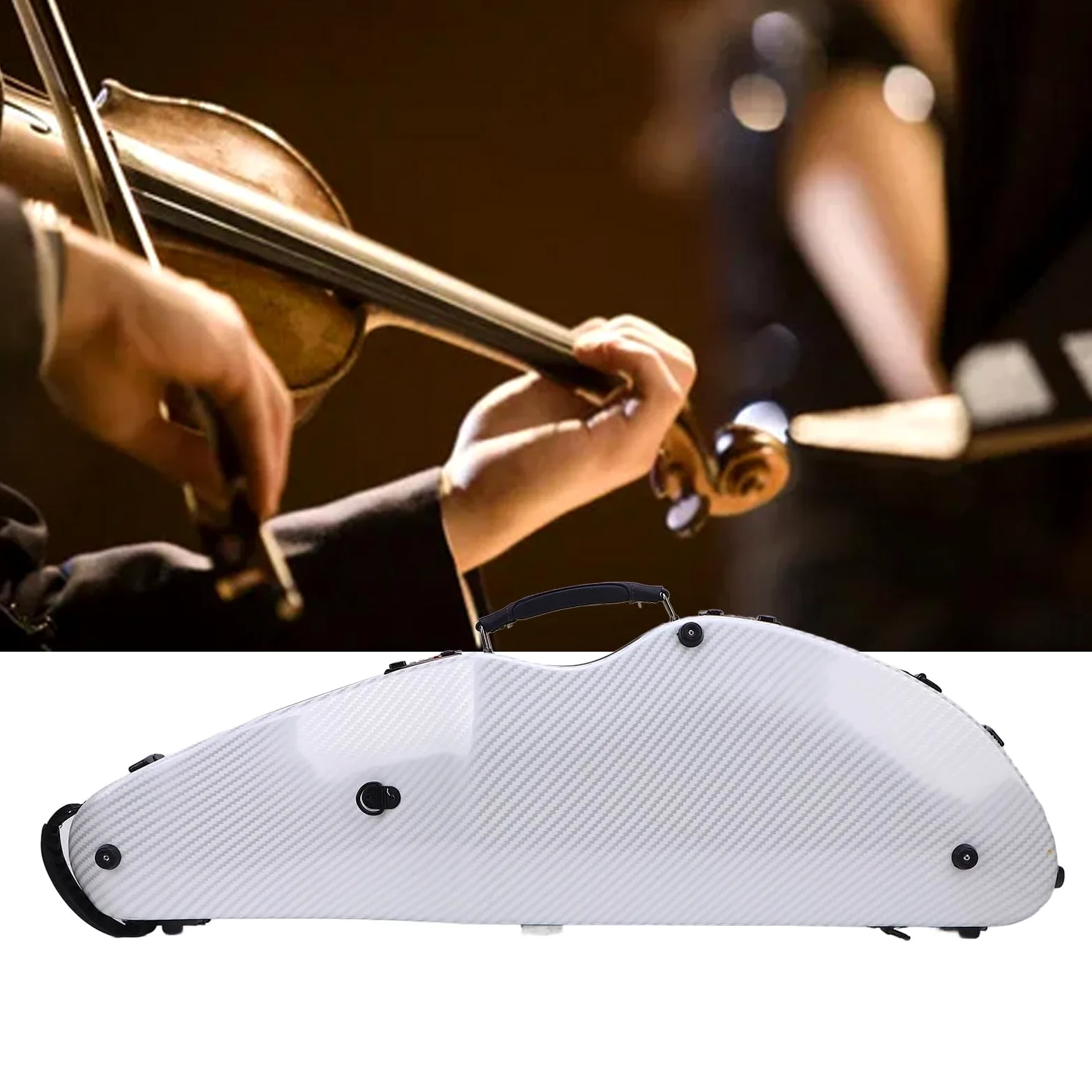 Custodia Rigida per Violino 4/4 a Grandezza Naturale con Chiusura Codificata Design Elegante per il Trasporto e lo Stoccaggio Colore Bianco in Fibra di Carbonio