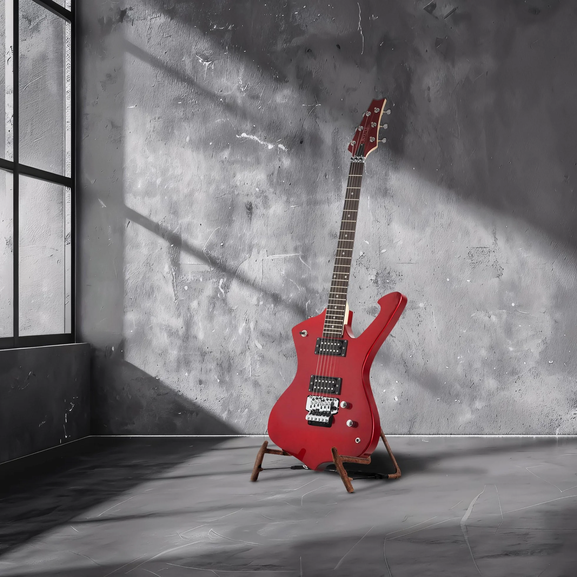 Rocktile Sidewinder E-Guitar, Modello: Sidewinder, Corpo: Tiglio, Scala: 25 | Manico: Acero avvitato, 2 Humbucker Pickup, 22 Tasti Medium Jumbo, 5" (648 mm), Tastiera: legno duro selezionato, Inlay: Dot