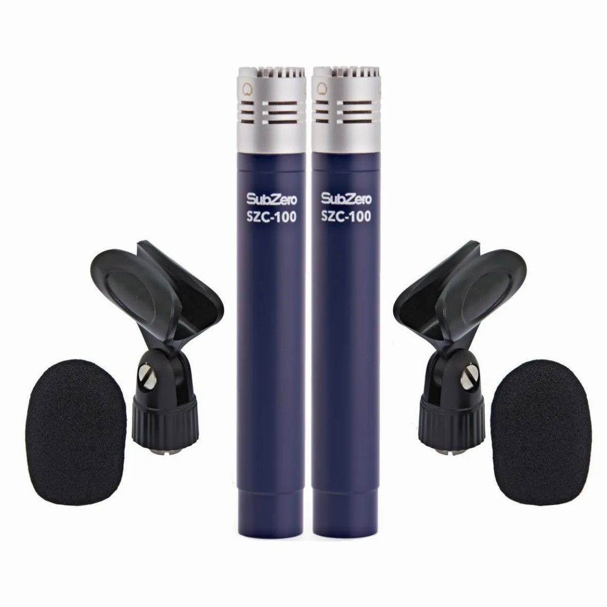 SubZero Microfono Pencil a Condensatore SZC-100, Coppia | Ideale per registrazioni stereo di strumenti acustici, design snello a basso rumore, circuito FET senza trasformatore