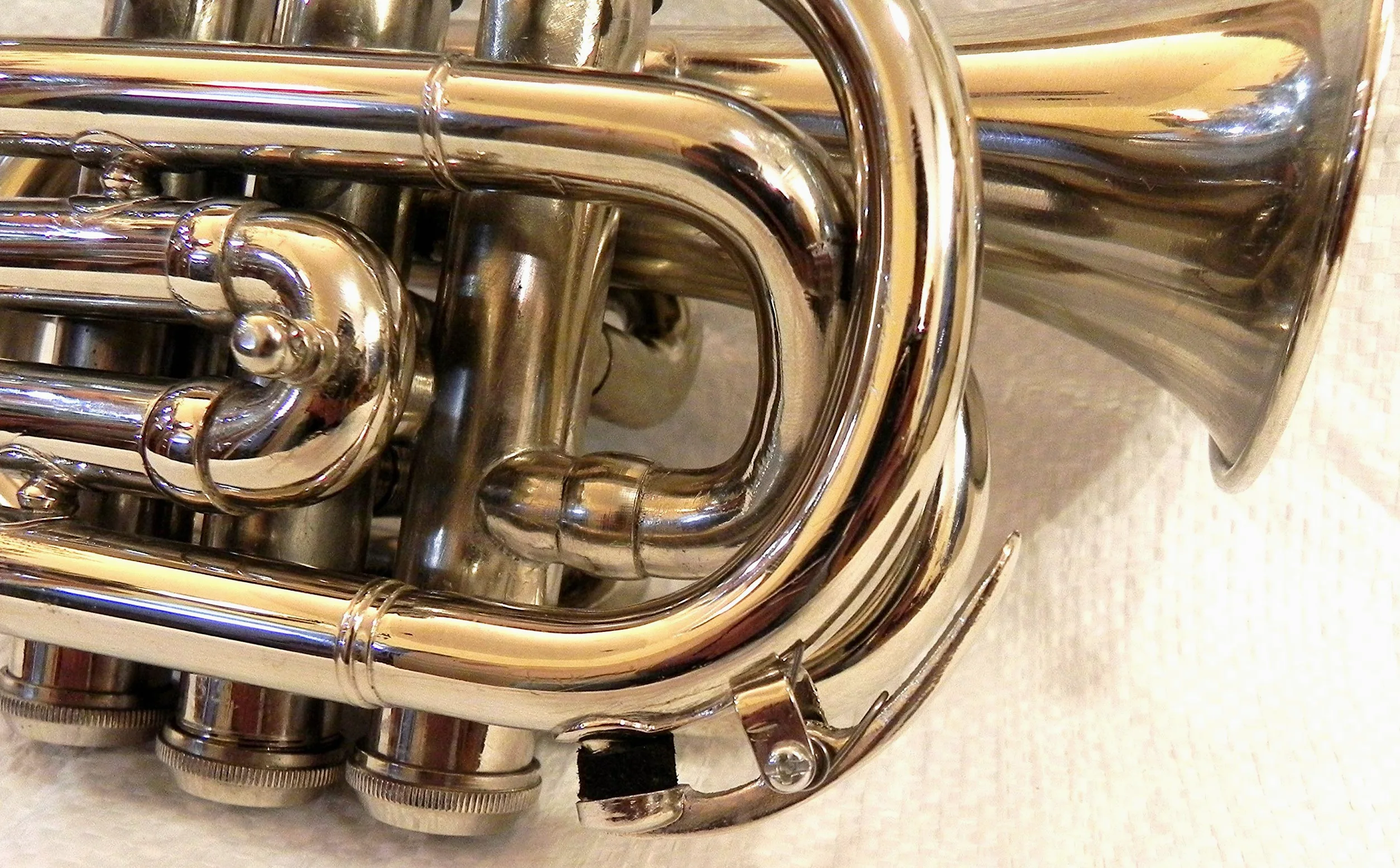 Ottone -India - Tromba tascabile in ottone cromato B-Flat W/Cassa+Mp Argento