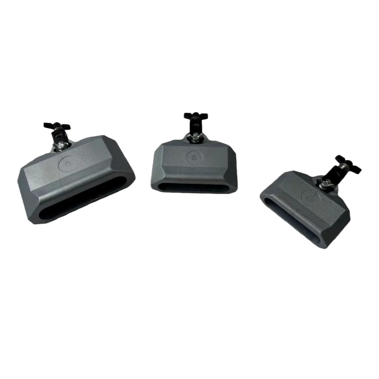 F Fityle Set di blocchi per percussioni musicali con campanaccio da 4", 5" e 6" con supporto per batteria, per esibizioni in festival, Grigio