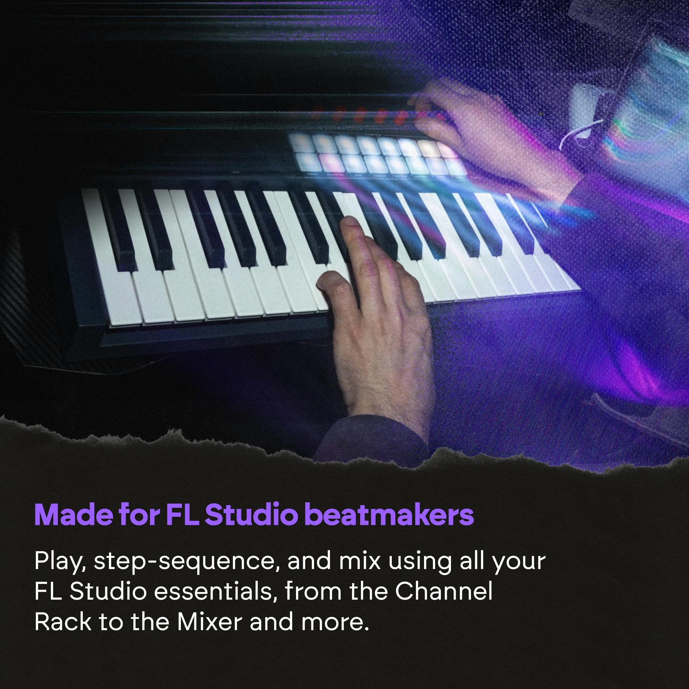 Novation FLkey 2 37 — Controller MIDI a tastiera per FL Studio. Crea ritmi con tasti full size, USB, rotelle di pitch e modulazione, 16 pad, arpeggiatore e sei mesi di FL Studio