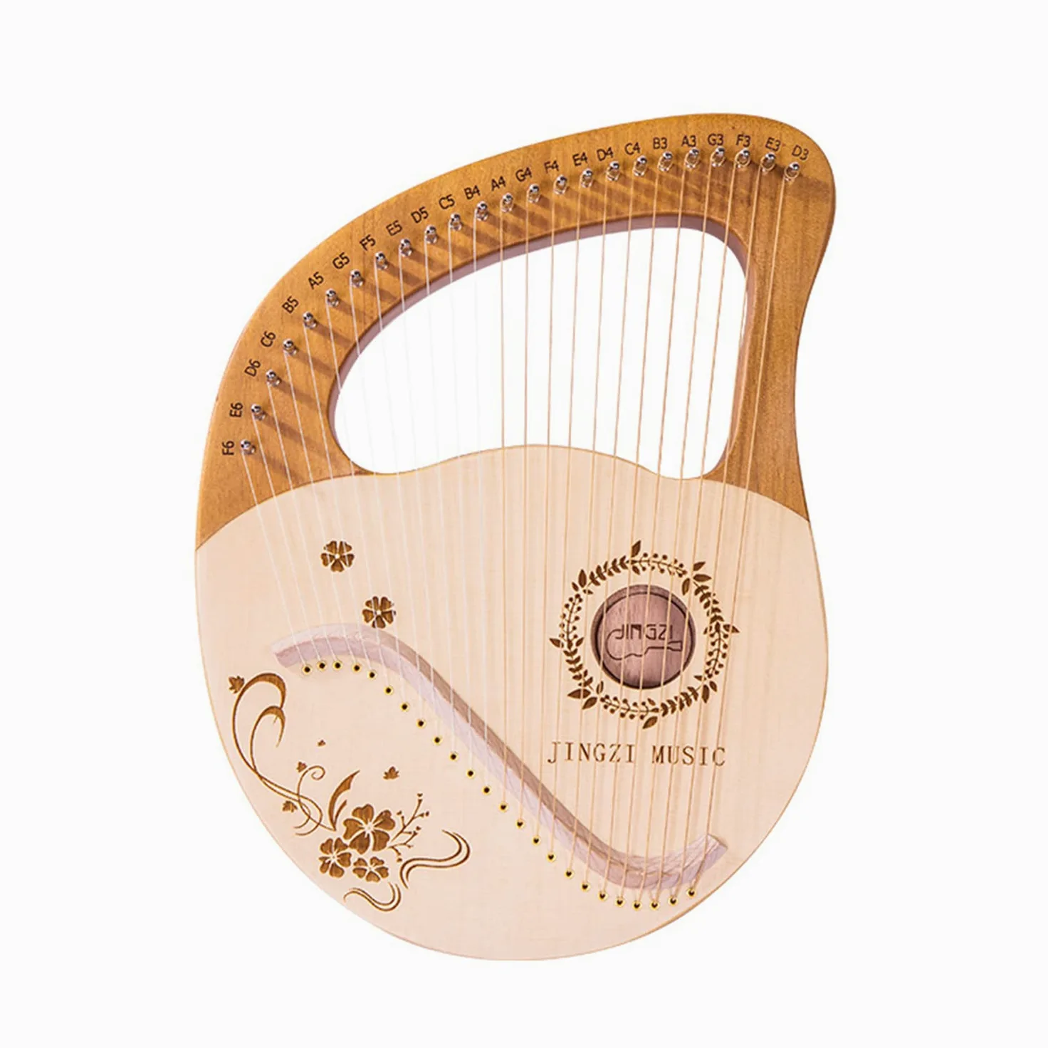 Arpa portatile 24 corde in mogano con custodia, corda ricambio, chiave per l'accordatura, manuale d'uso, strumento musicale lira per amanti della musica e principianti.