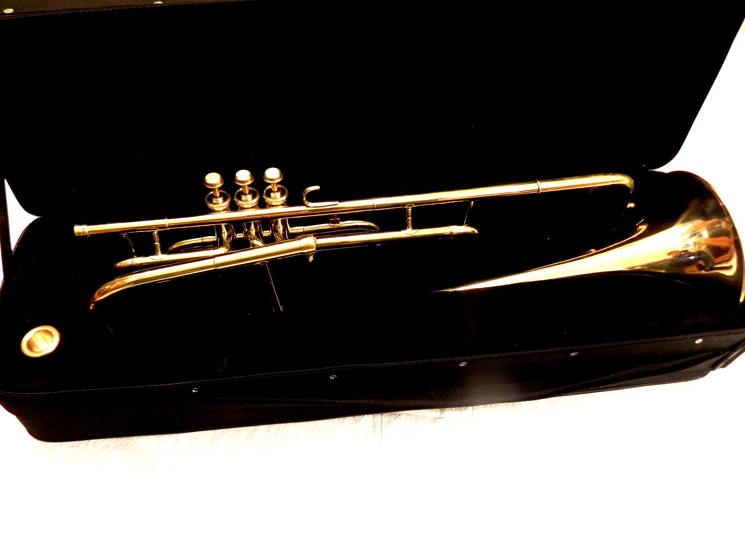 Trombone tenore in ottone a 3 valvole per trombette crossover con custodia rigida di design