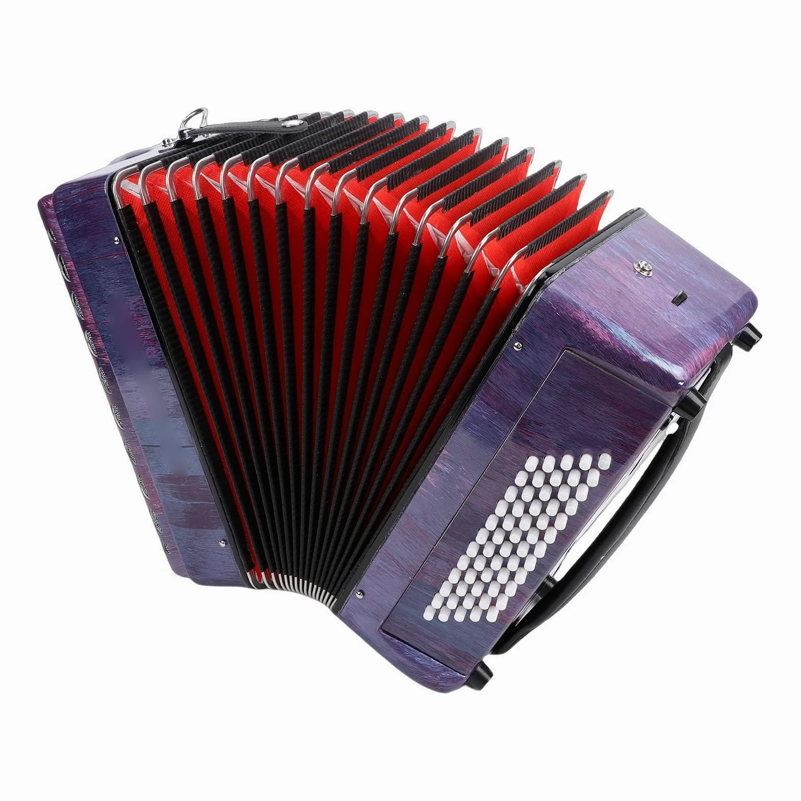 Eujgoov Fisarmonica Cromatica a Bottoni Professionale 62 Tasti 60 Bassi con Tracolla Regolabile e Zaino Portatile Viola