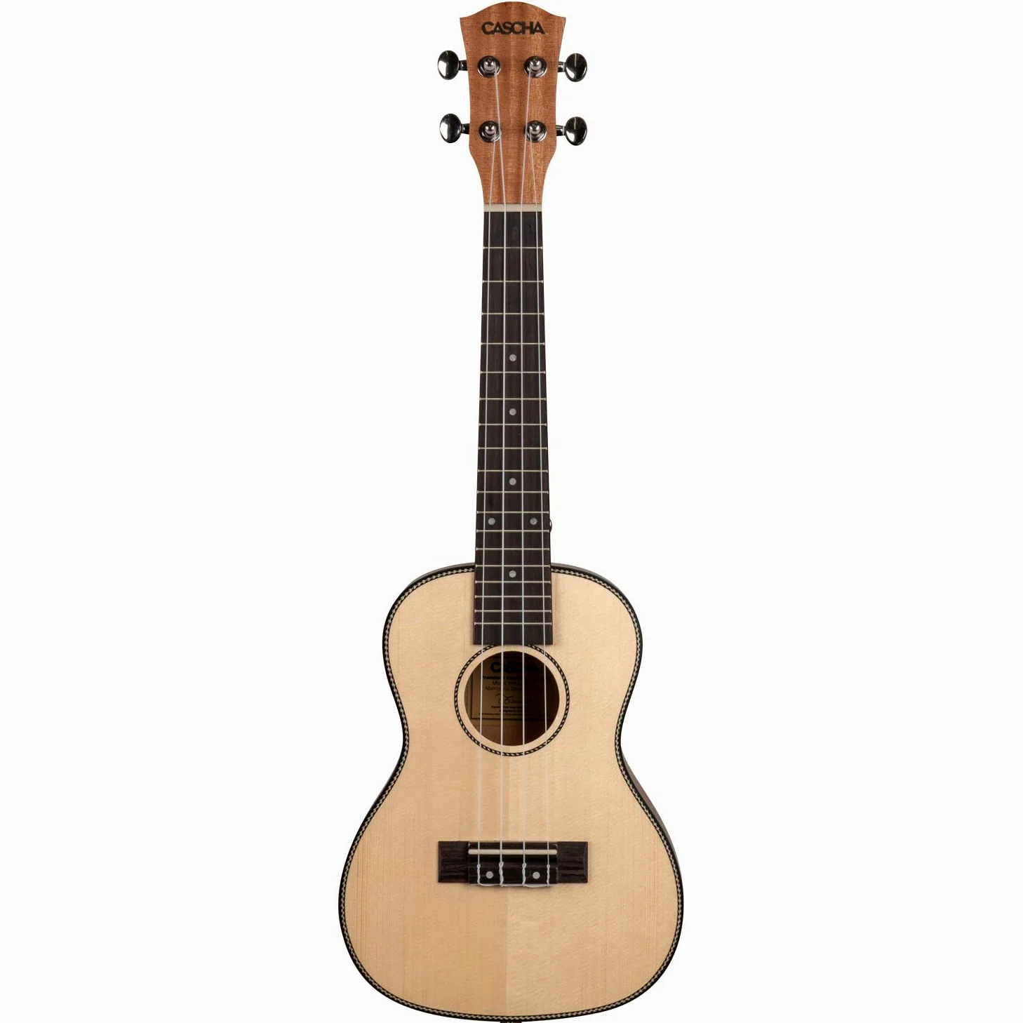 CASCHA - Ukulele da concerto, con copertina in abete massiccio, top hawaiano, set di principianti con accessori, corde Aquila, libro per principianti, custodia, accordatore e 3 plettri