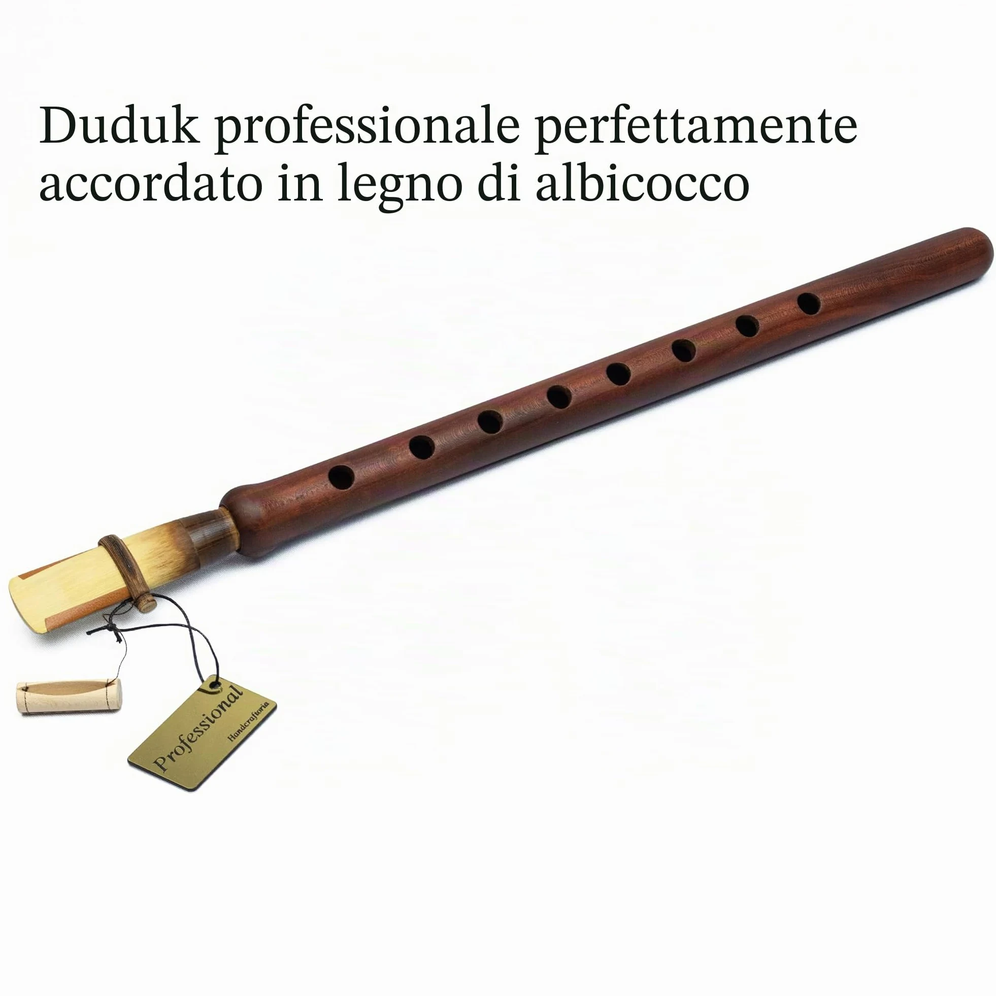 Strumento professionale armeno DUDUK in legno di albicocca, 2 ance (1 prof e 1 standard), custodia in ecopelle, flauto oboe balaban a fiato