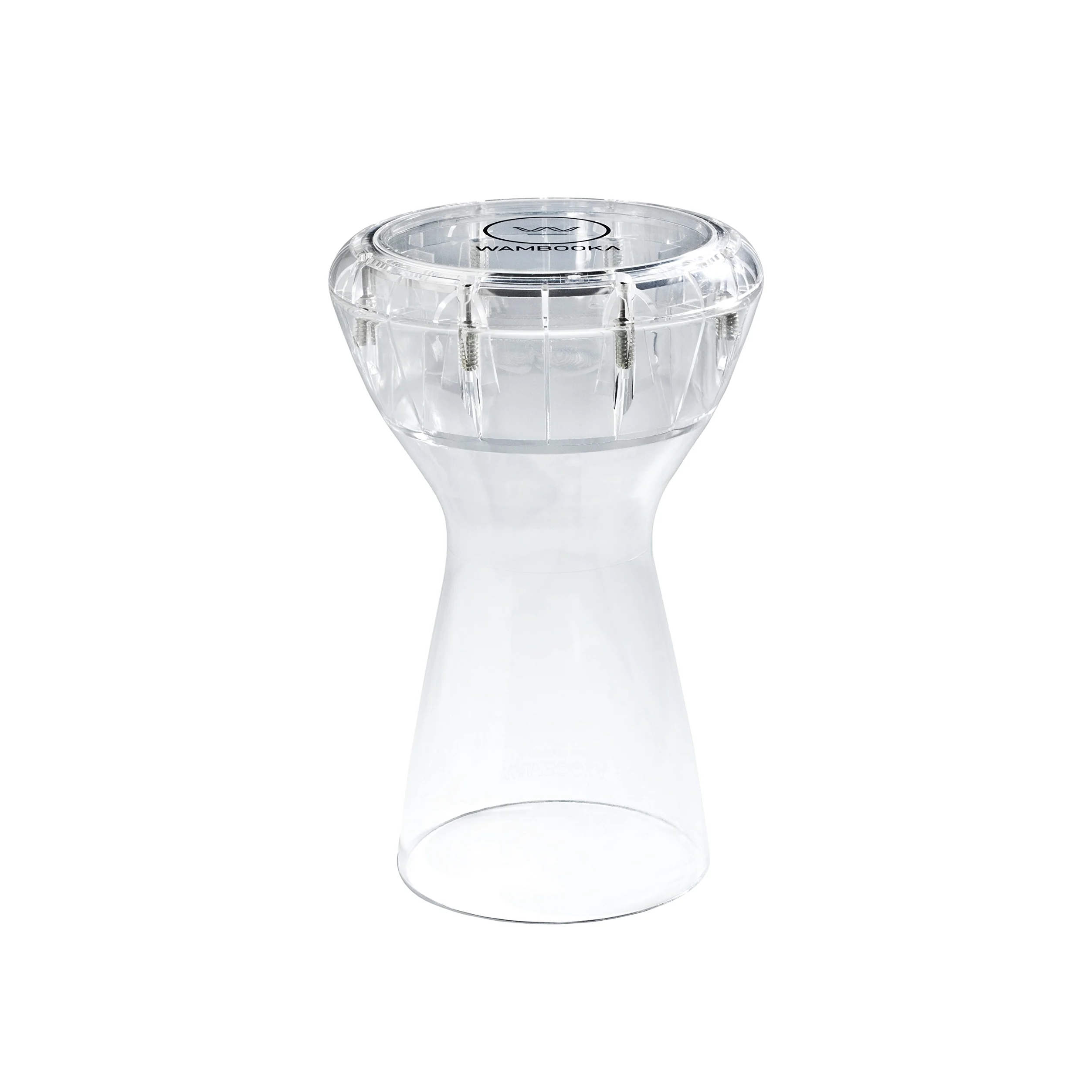 DIAMOND - DARBUKA TRASPARENTE IN POLICARBONATO - Pelle da 22,5 cm, corpo unico in policarbonato, leggera, trasparente, professionale con borsa, lunghezza 43 cm, ideale per uso live e studio.