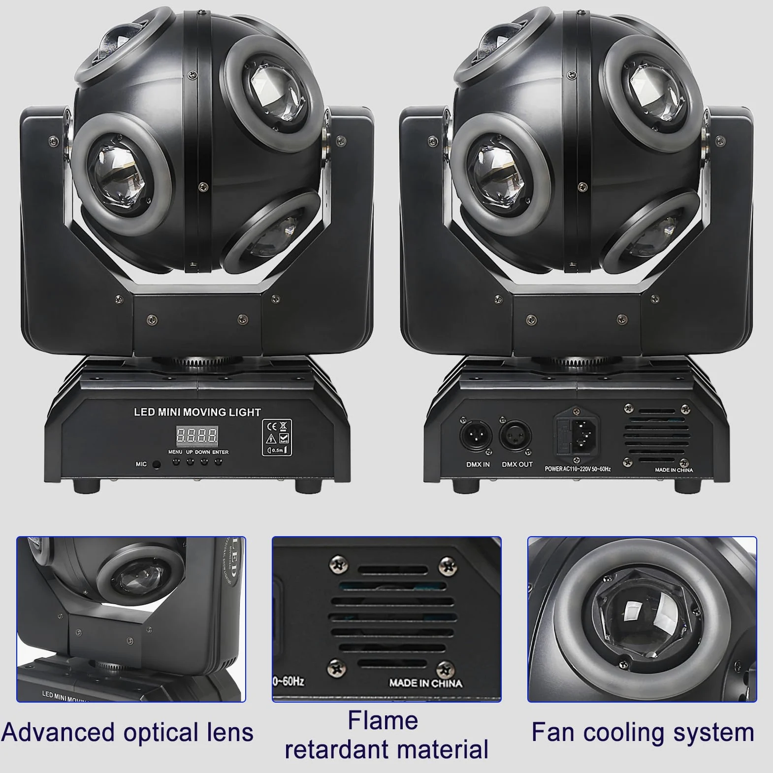 Lampada a testa mobile, sfera con effetto fascio LED RGBW 4 in 1, luci DJ con suono attivato per matrimoni, feste con DJ e live house