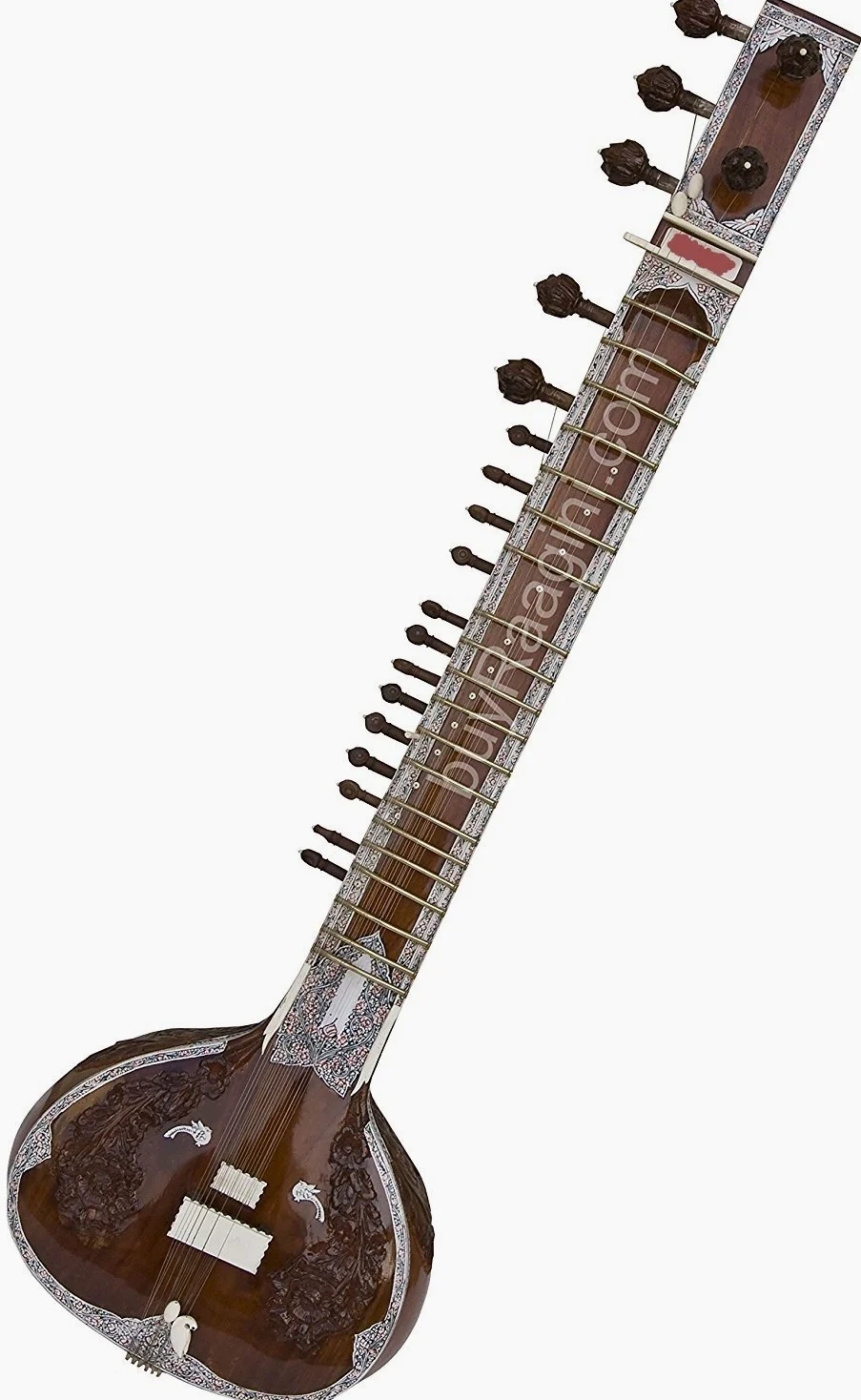 INDIAN MAHARAJA vilayat khan style Sitar - Kharaj Pancham - 32P - Tumba singola - con carrello in fibra