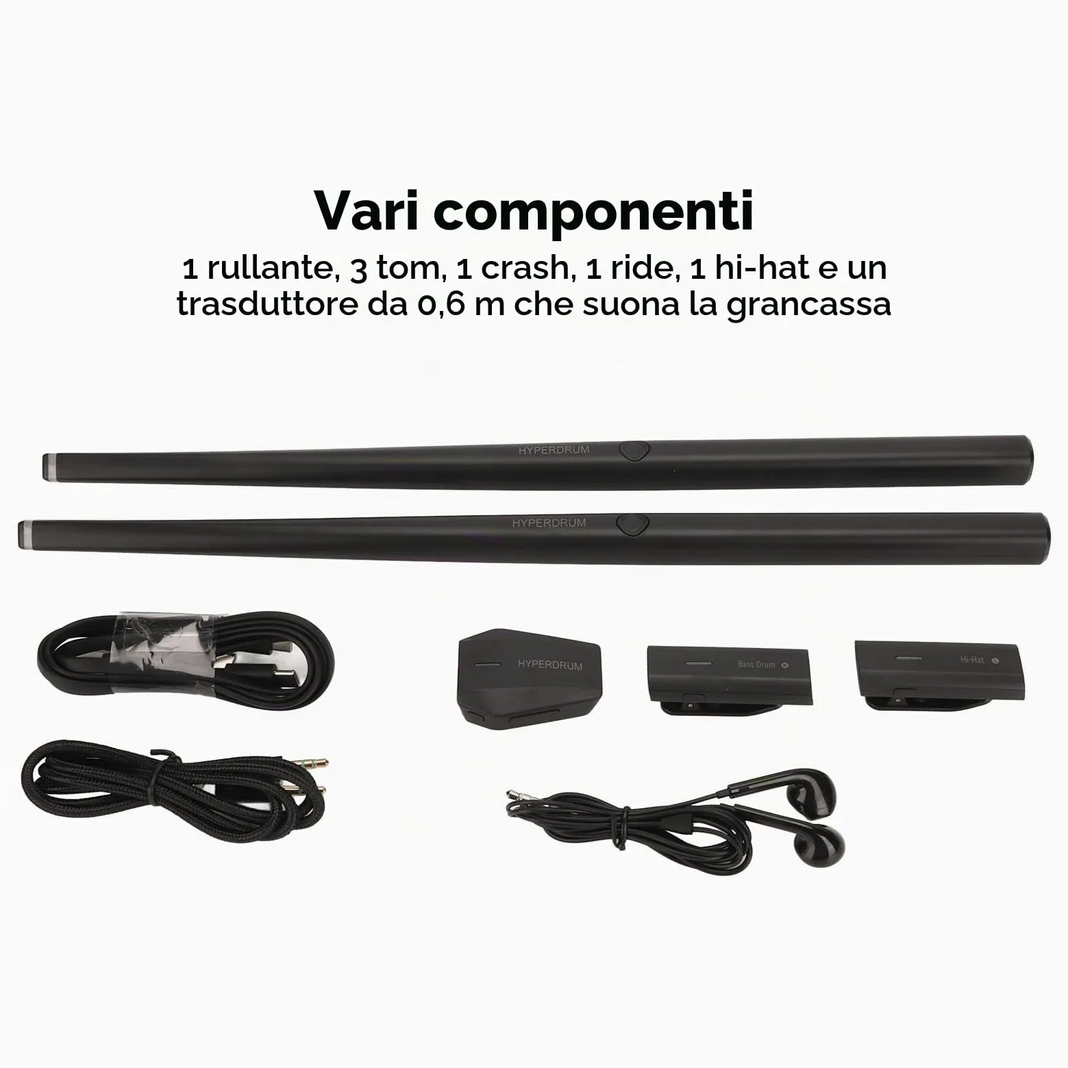 Batteria Elettronica Portatile, Set di Percussione Digitale Virtuale con Bacchette, Pedali e Lezioni, Supporto MIDI per Principianti e Adulti
