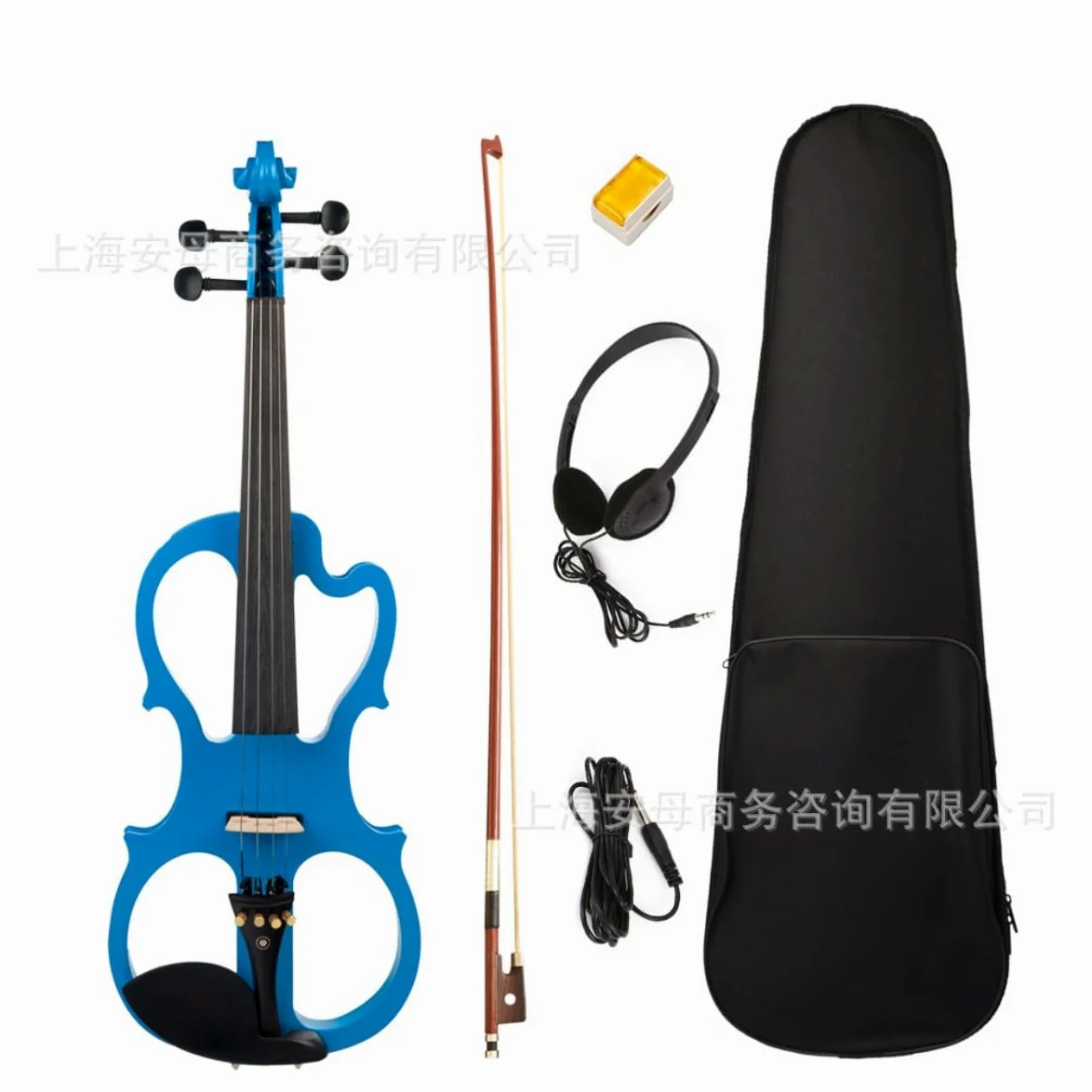 Set di violino elettrico 4/4 silenzioso, in legno d'acero massiccio metallico, elettronico, per principianti, adulti e ragazzi (bianco)