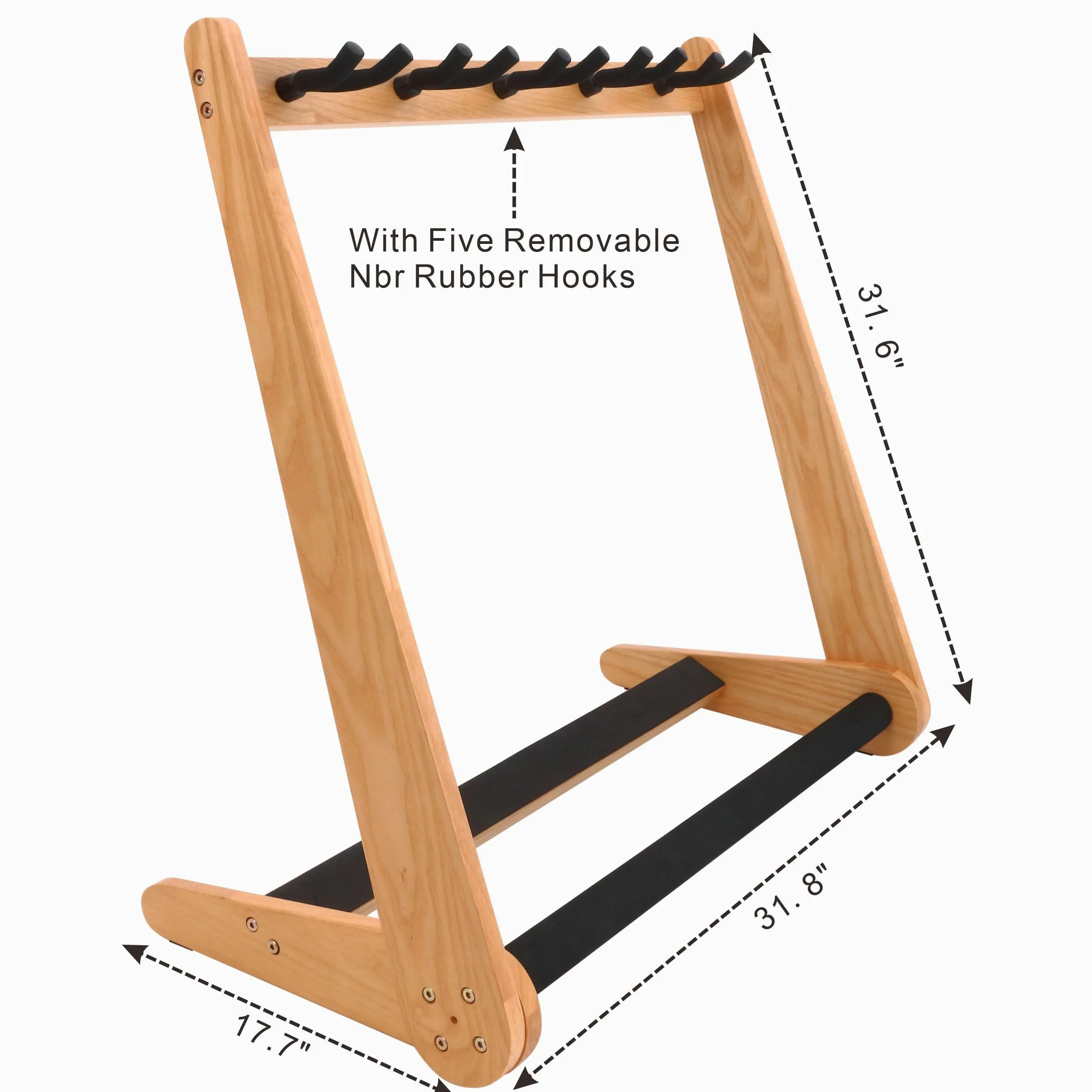 Nefelibata Supporto multiuso per chitarra 5 stand Supporto da pavimento per chitarra in legno per chitarre e custodie, chitarre elettriche, chitarre acustiche, bassi, violoncelli - Frassino tedesco