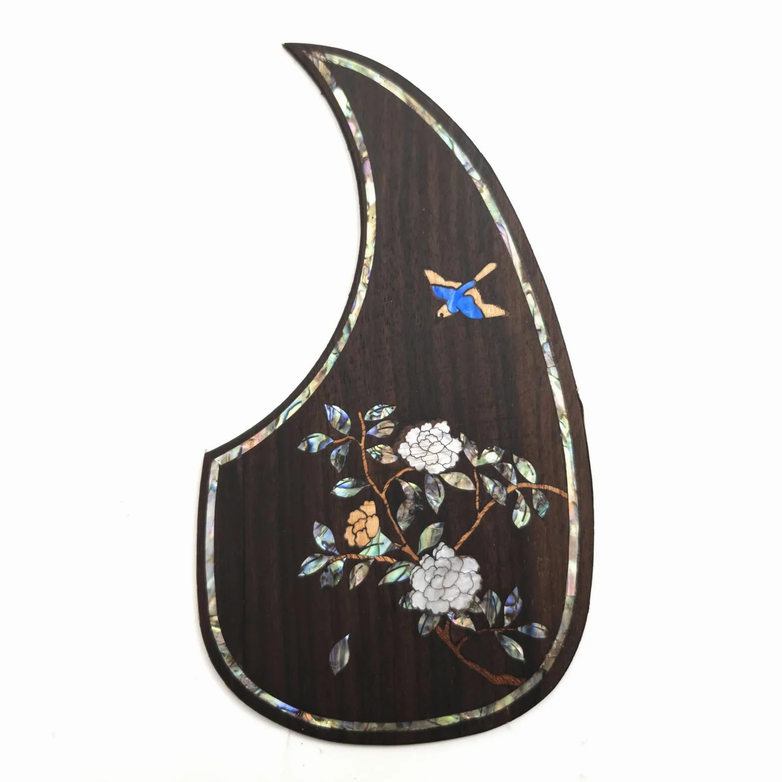 Battipenna per chitarra acustica in palissandro intarsiato intarsiato con fiore di abalone per Martin D-45, piastra di ricambio autoadesiva (palissandro-A)