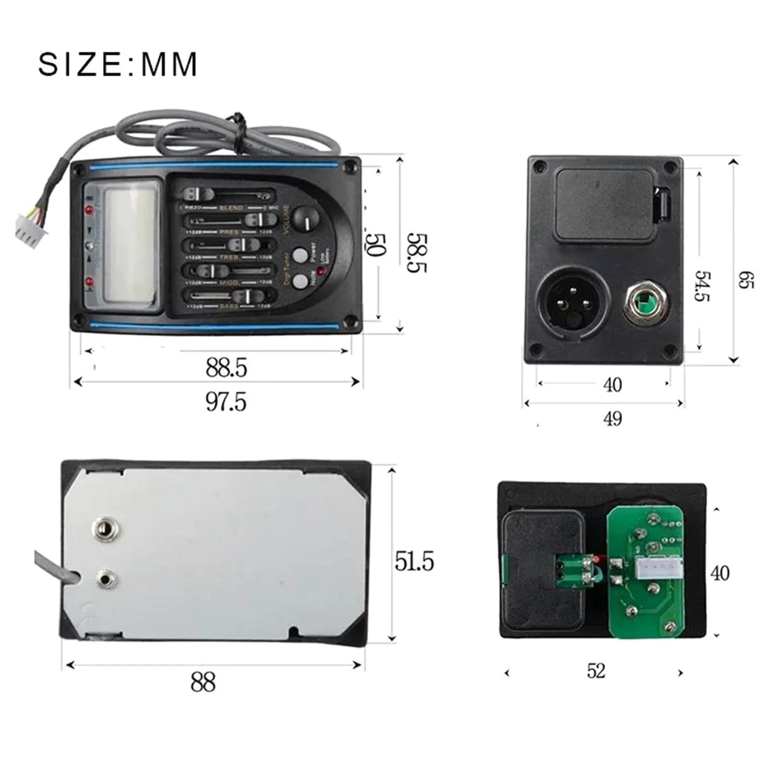 10 Set 5 Bande Chitarra Acustica EQ Preamplificatore 5 Bande EQ Equalizzatore Pickup Accordatore LCD Con Microfono Pezzi di ricambio per pickup per chitarra acustica