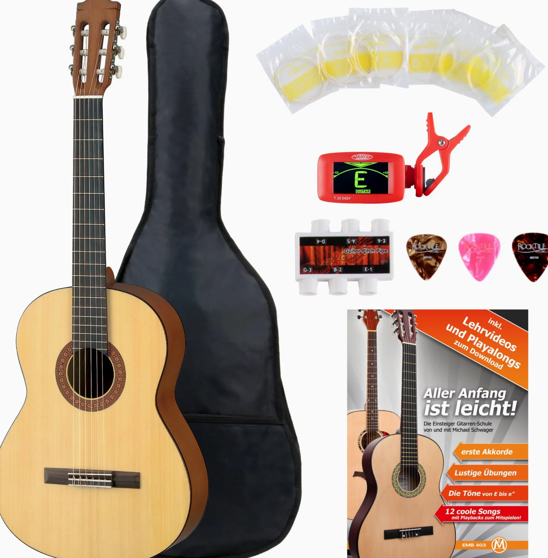 Yamaha C40M Chitarra Classica Set con custodia, accordatore e corde