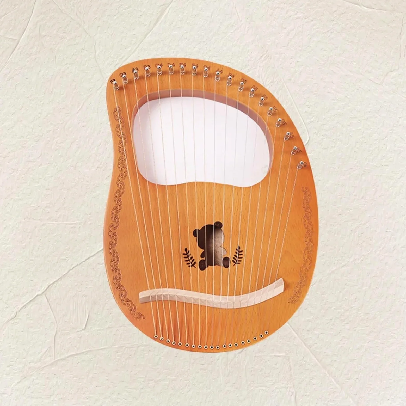 Arpa a Lira 16 Corde Pianoforte a Dito in Mogano con Strumento di accordatura for Principianti Regalo Strumenti Musicali Modello Panda in Legno Arpa a Lira per Adulti