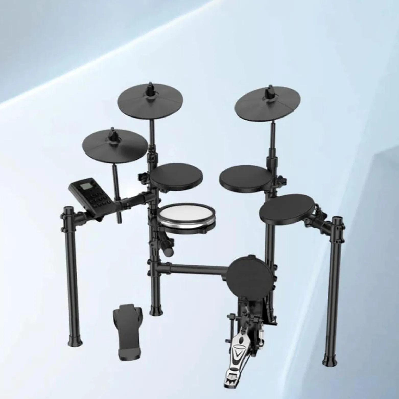 Batteria Elettronica Professionale Five Drum Full Mesh Electronic Drum Set con metronomo Integrato Pad per Esercizi Professionale Supporto per Batteria