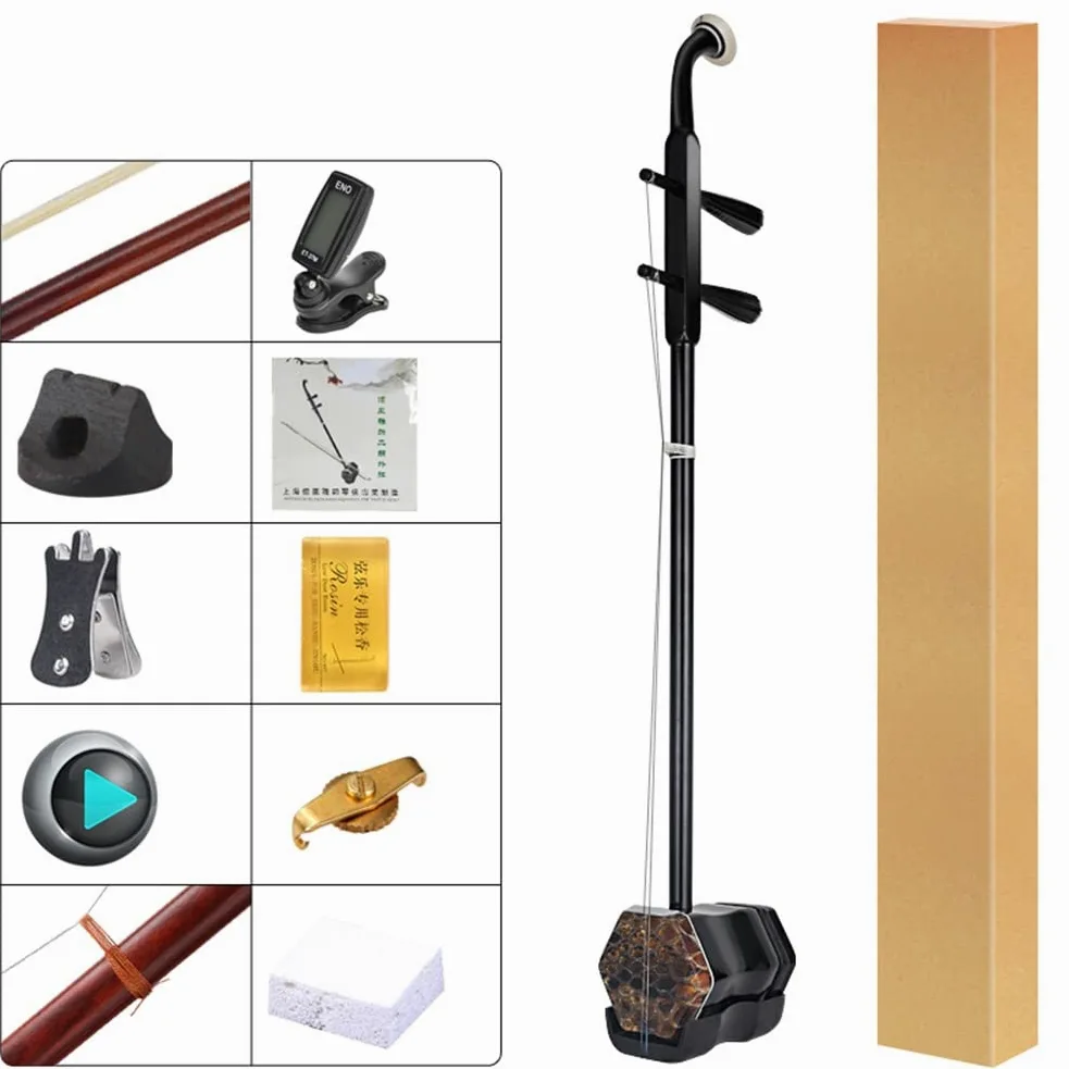 Cinese Erhu, Professionale 2 Stringhe Violino + Accessori Gratuiti Strumenti Nazionali Tradizionali Erhu per Principianti, Test di Valutazione, Adulti, Bambini in Generale