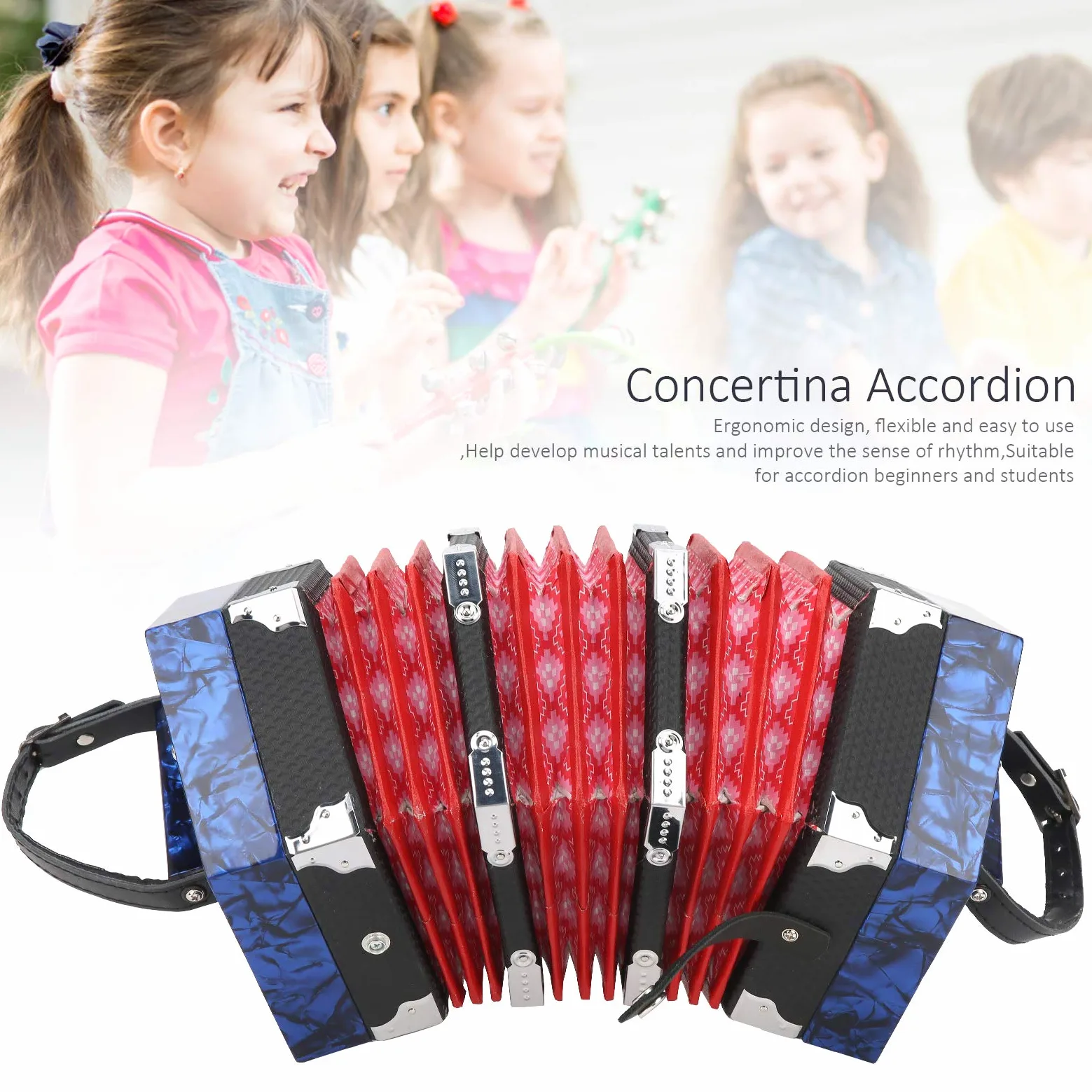 Farticella per cinturino a mano regolabile Sustvita, concertina professionale con design ergonomico, elegante borsa da trasporto e timbro ricco per musicisti (Royal Blue)
