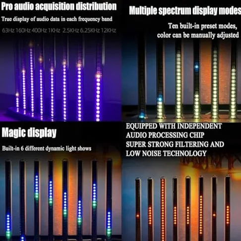 Nixie Tube - Analizzatore di spettro audio con modalità di luce dinamica, pickup per studio, auto, sala giochi