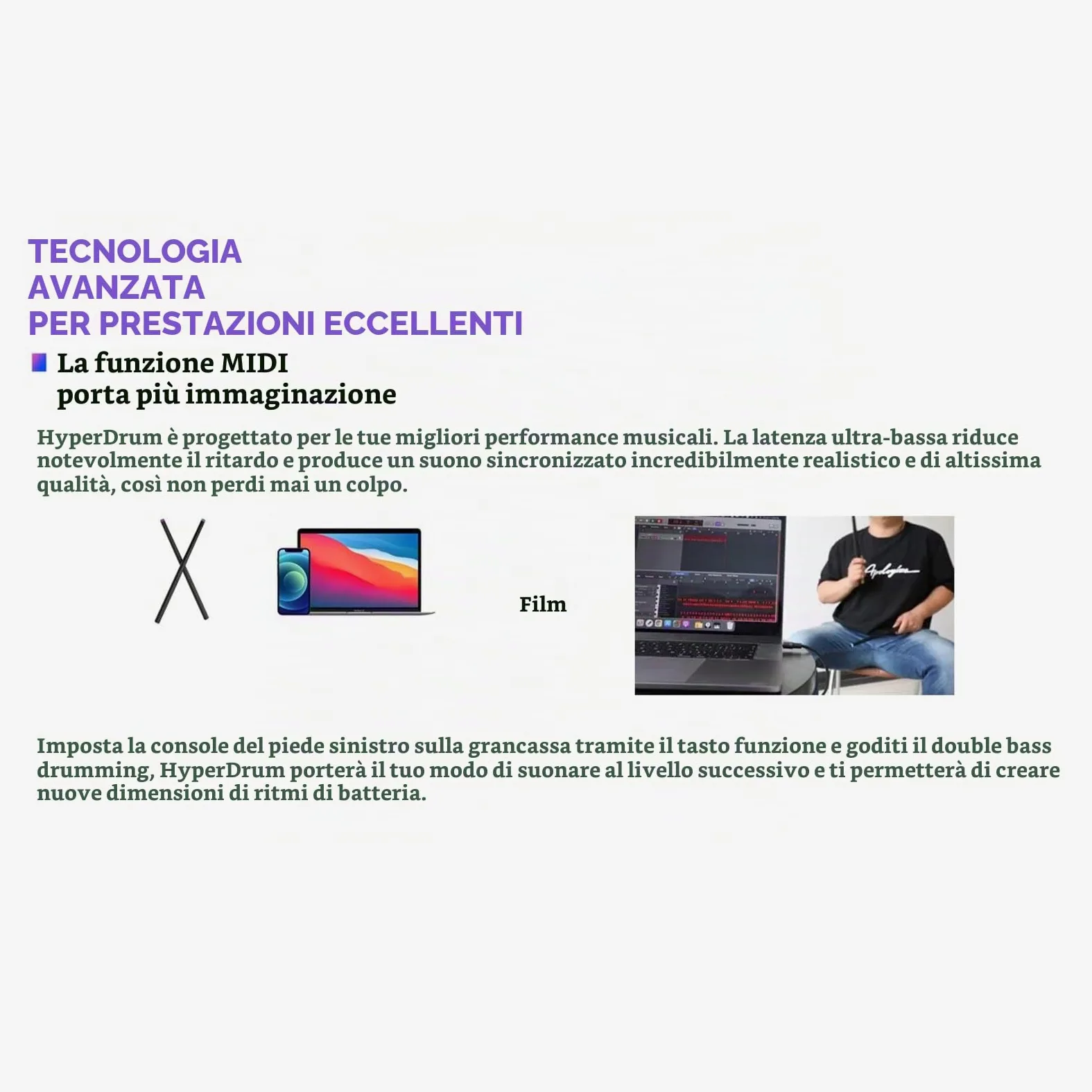 Batteria Elettronica Portatile, Set di Percussione Digitale Virtuale con Bacchette, Pedali e Lezioni, Supporto MIDI per Principianti e Adulti
